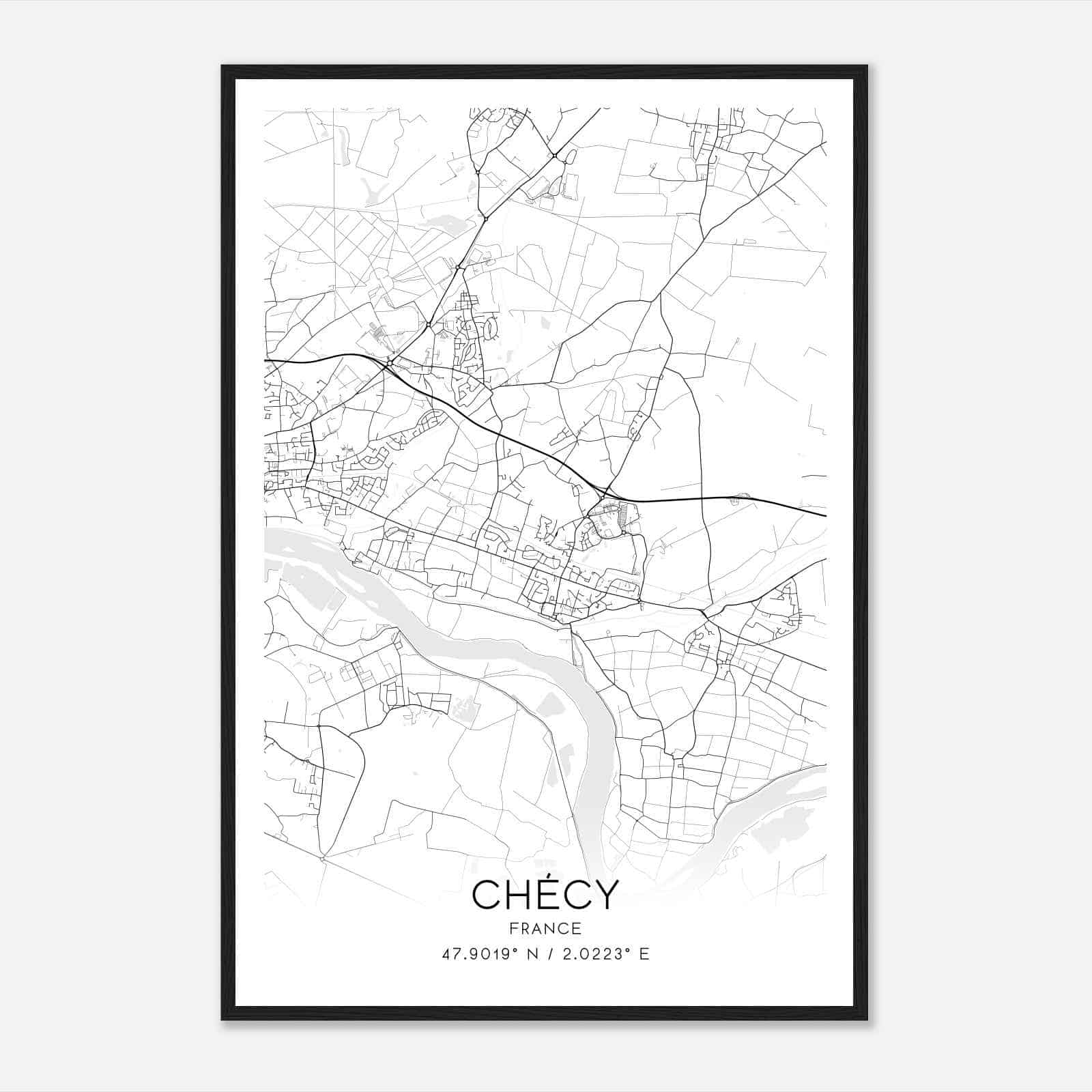 Checy France Map Poster, Modern Home Decor Wall Art Print
