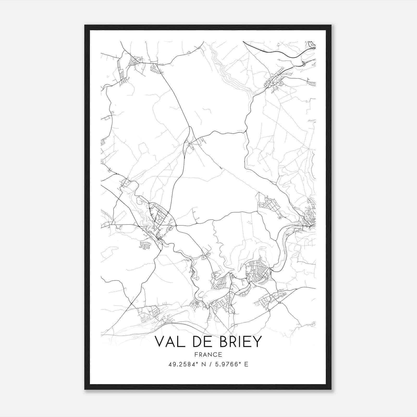 Briey France Map Poster, Modern Home Decor Wall Art Print