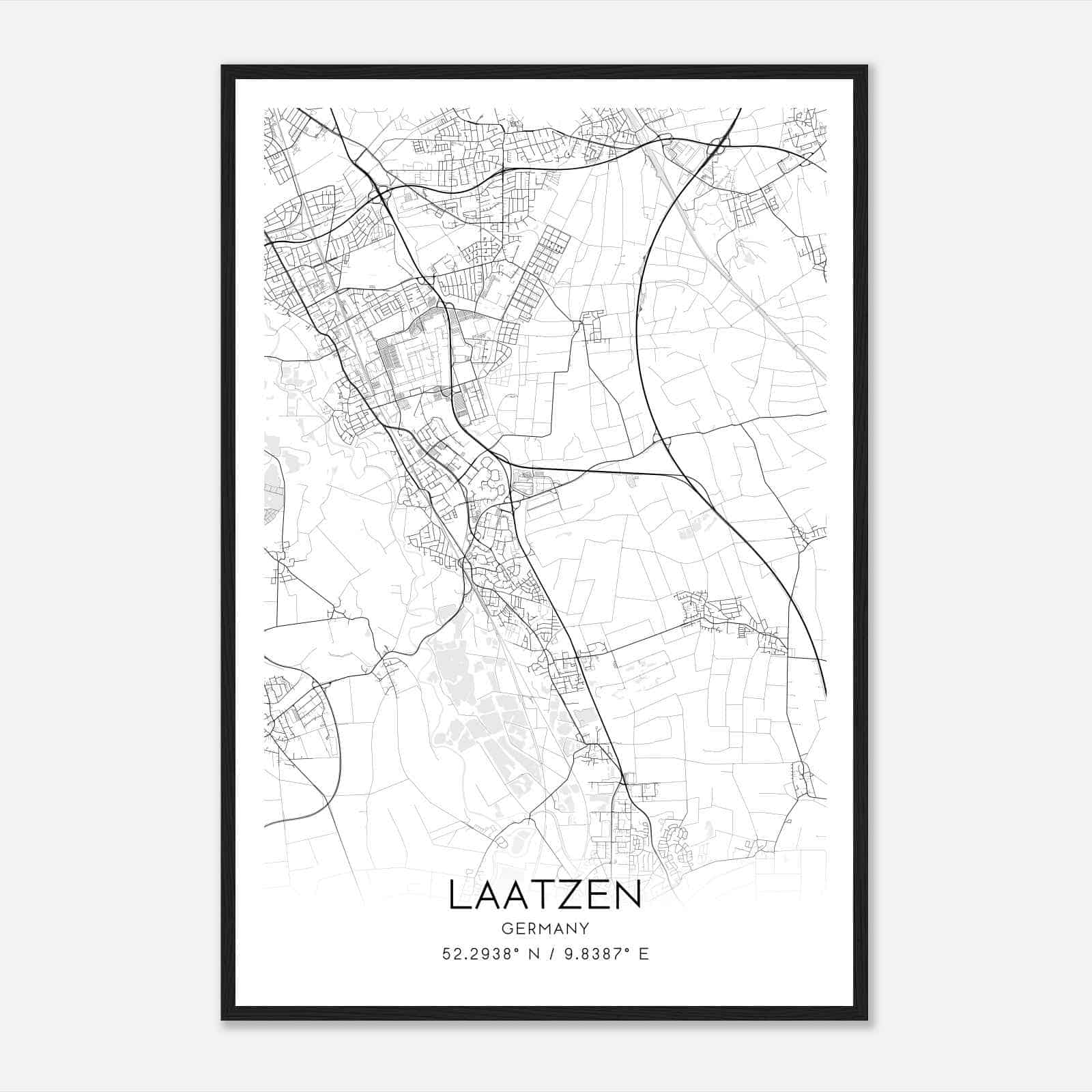 Laatzen Germany Map Poster, Modern Home Decor Wall Art Print