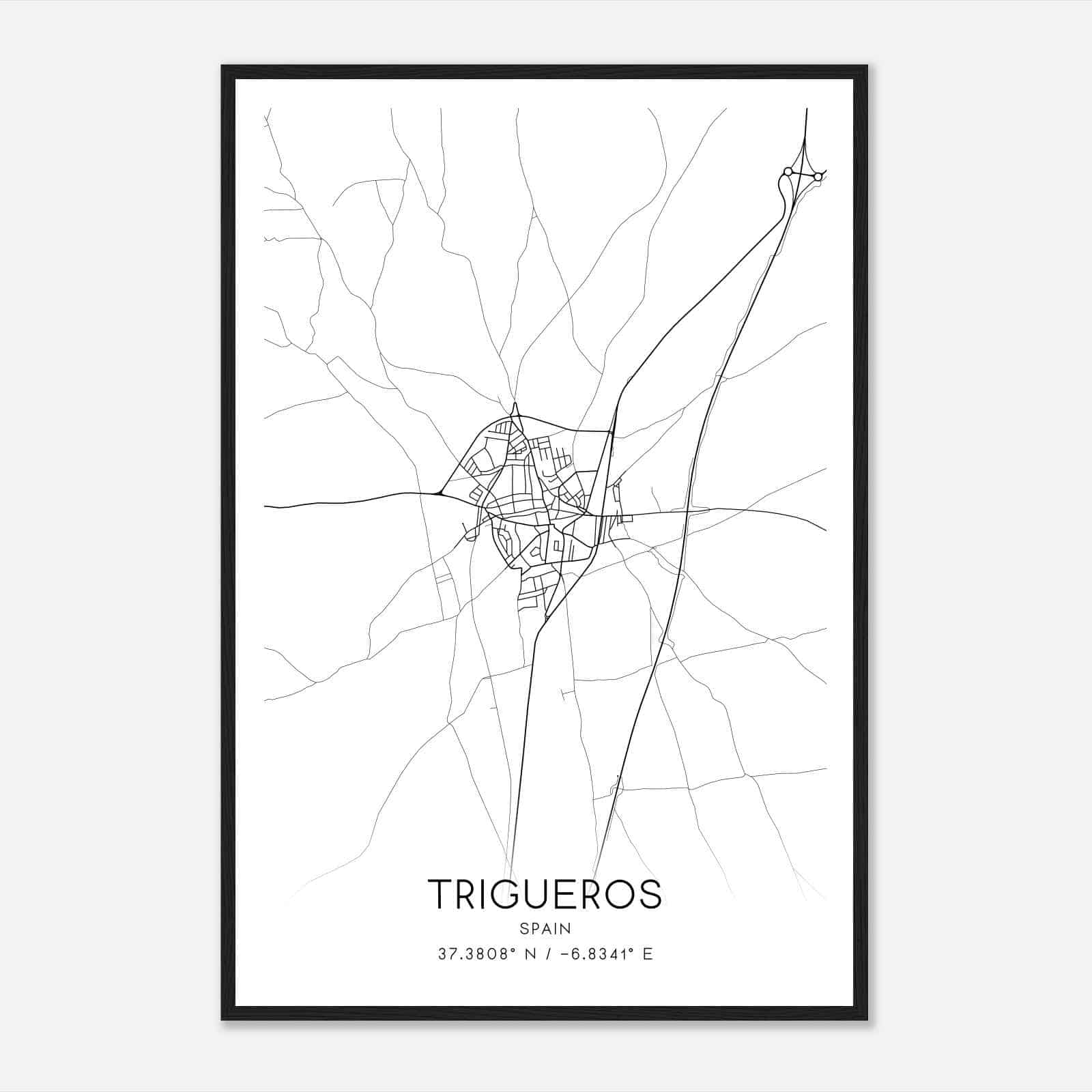Trigueros Spain Map Poster, Modern Home Decor Wall Art Print