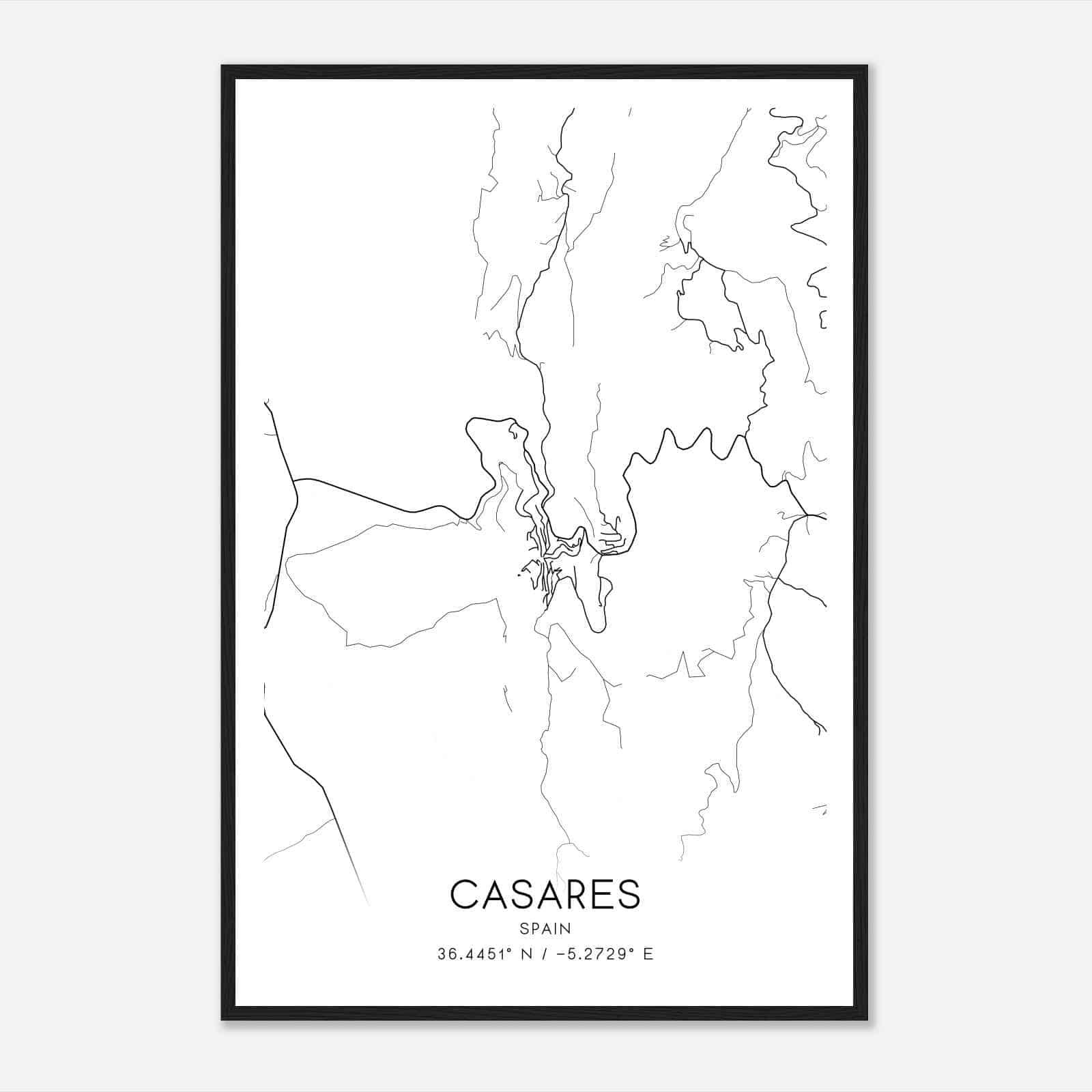 Casares Spain Map Poster, Modern Home Decor Wall Art Print