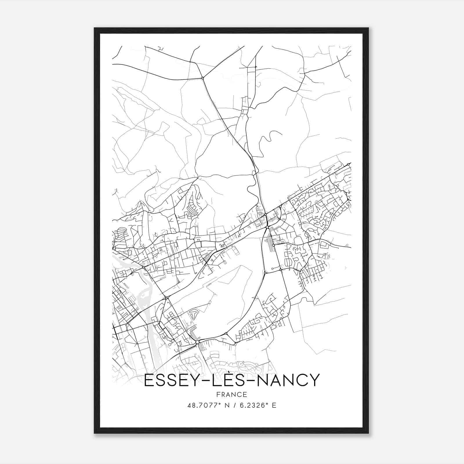 Essey-les-Nancy France Map Poster, Modern Home Decor Wall Art Print
