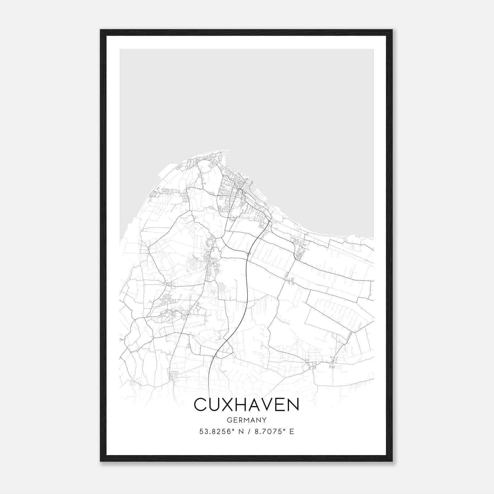 Cuxhaven Germany Map Poster, Modern Home Decor Wall Art Print