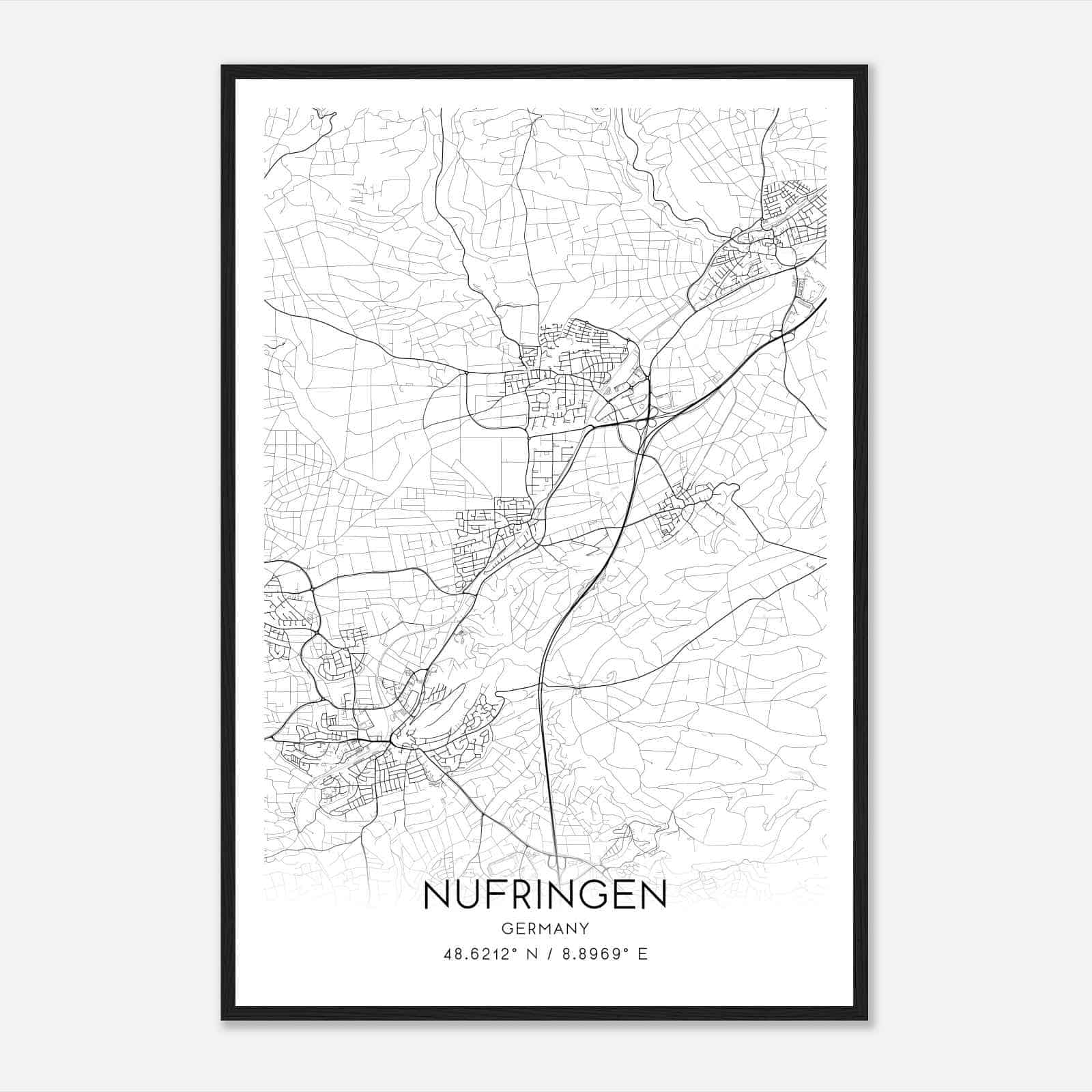 Nufringen Germany Map Poster, Modern Home Decor Wall Art Print