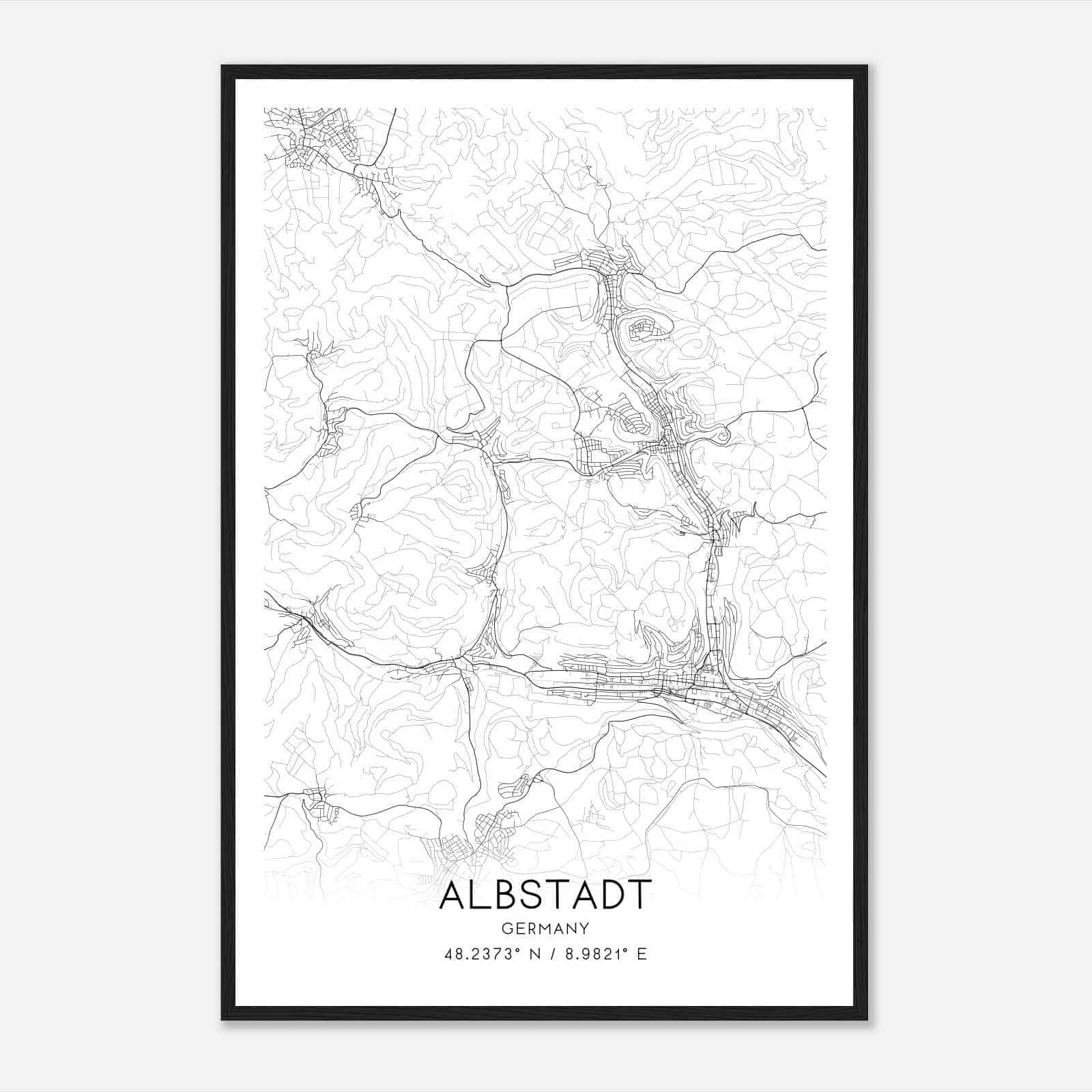 Albstadt Germany Map Poster, Modern Home Decor Wall Art Print