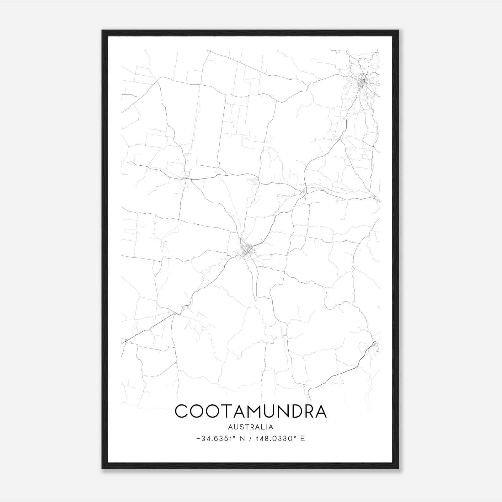 Cootamundra Australia Map Poster, Modern Home Decor Wall Art Print