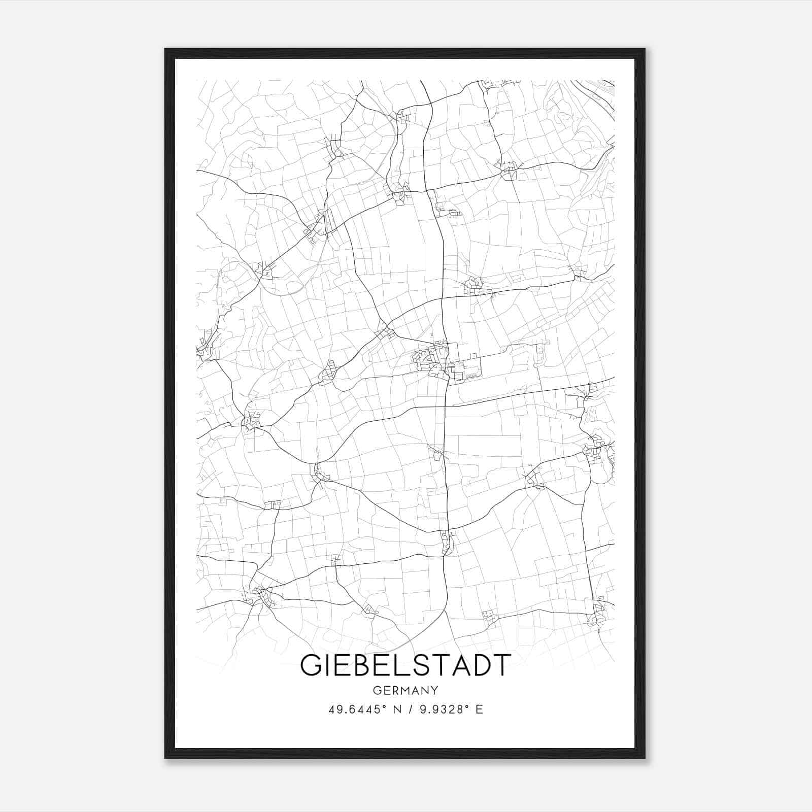 Giebelstadt Germany Map Poster, Modern Home Decor Wall Art Print