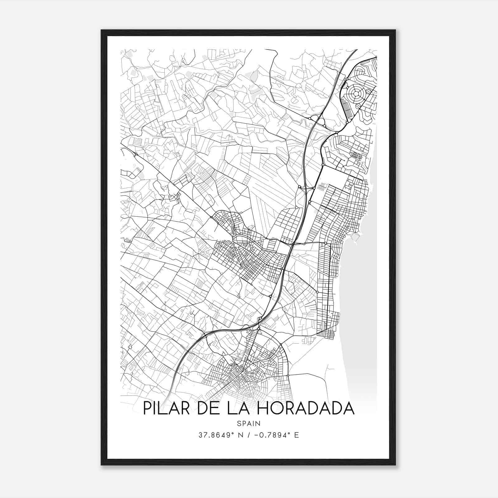 Pilar de la Horadada Spain Map Poster, Modern Home Decor Wall Art Print
