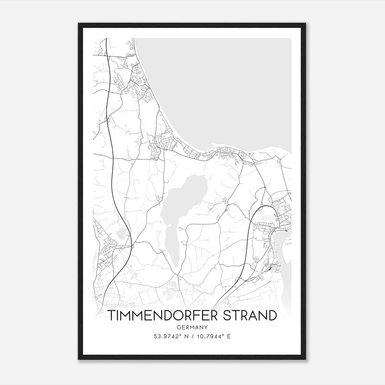Timmendorfer Strand Germany Map Poster, Modern Home Decor Wall Art Print