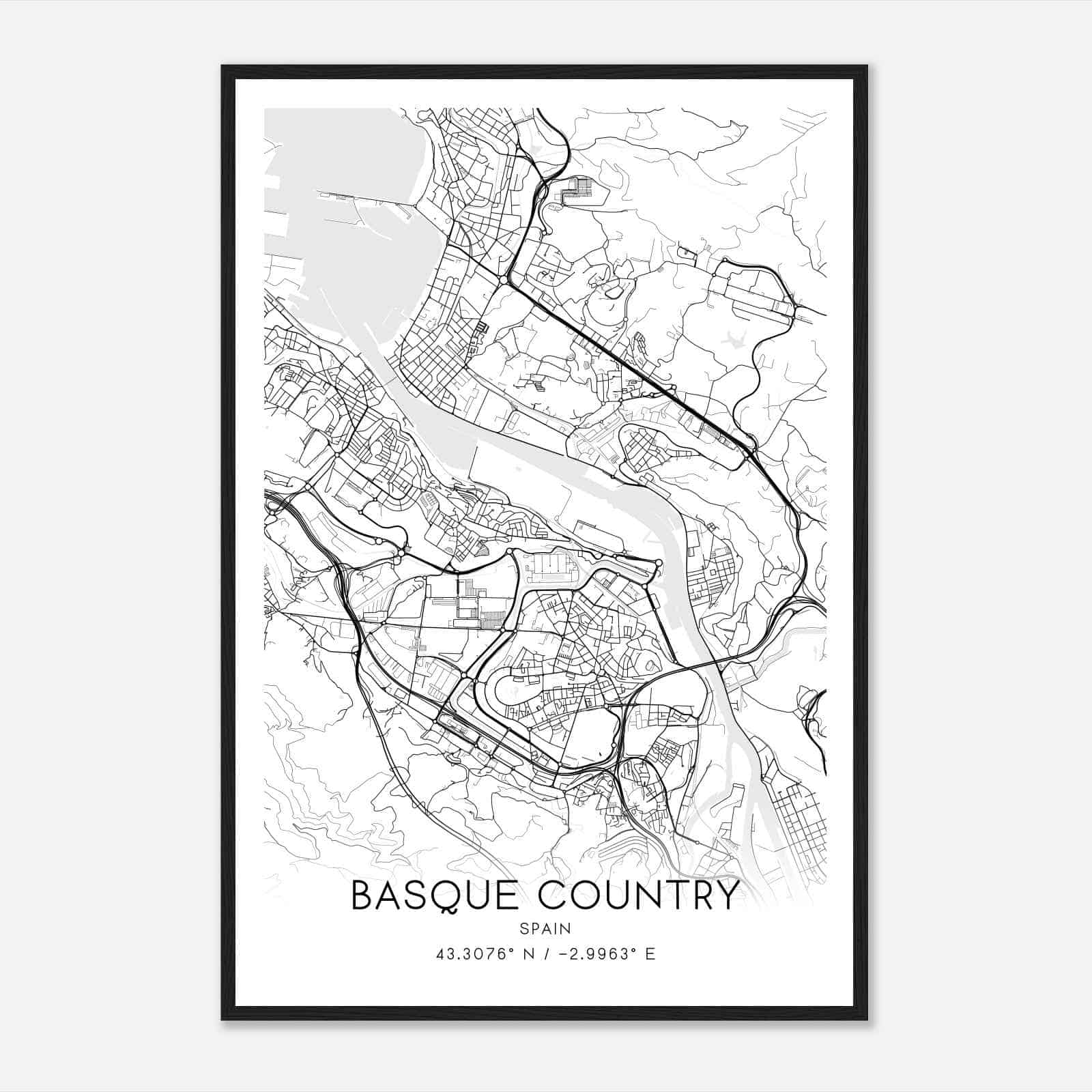 Sestao Spain Map Poster, Modern Home Decor Wall Art Print