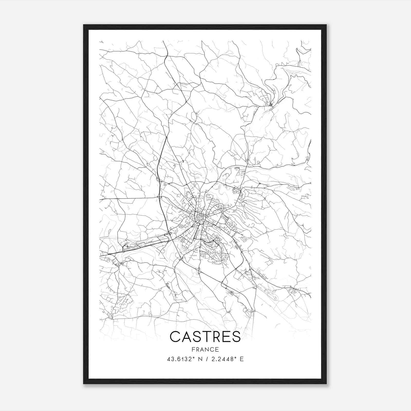 Castres France Map Poster, Modern Home Decor Wall Art Print