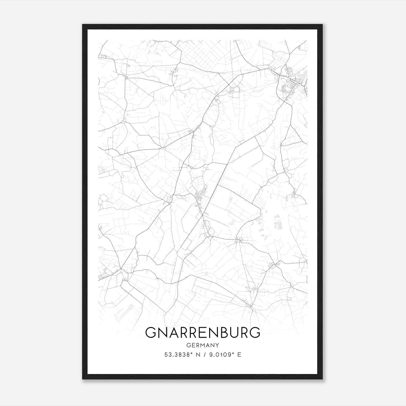 Gnarrenburg Germany Map Poster, Modern Home Decor Wall Art Print