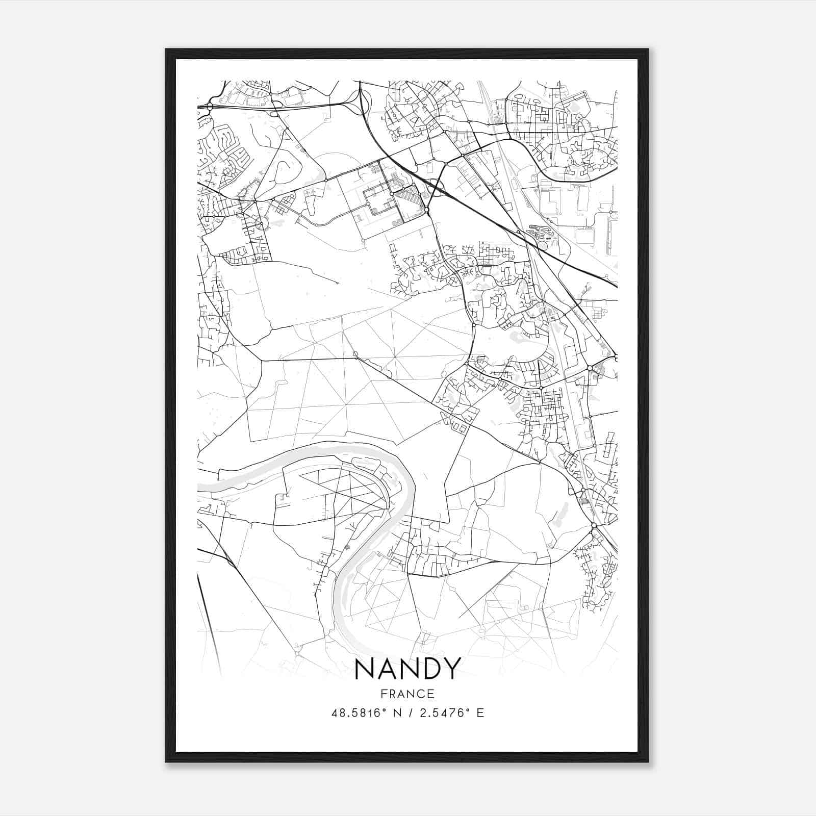 Nandy France Map Poster, Modern Home Decor Wall Art Print