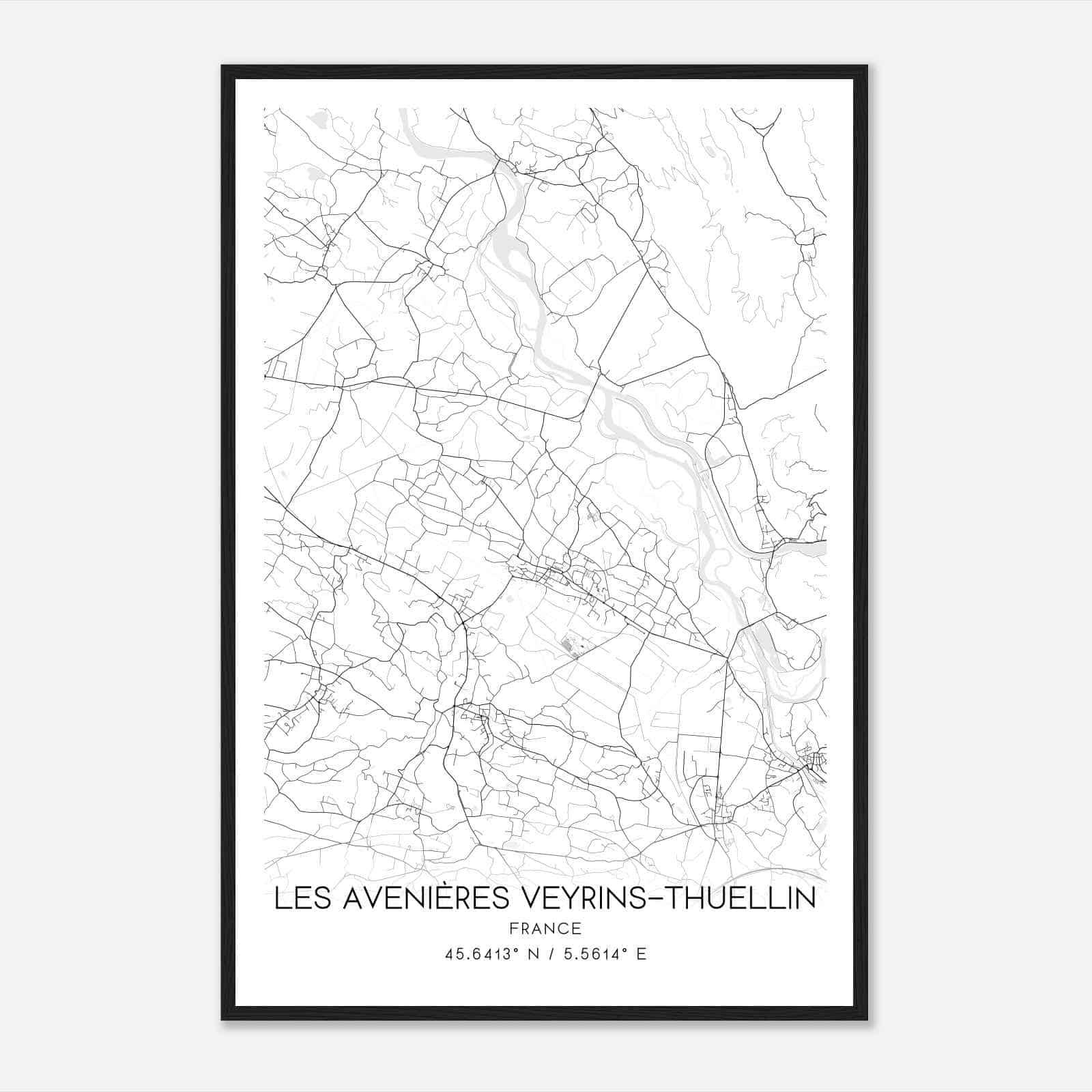 Les Avenieres France Map Poster, Modern Home Decor Wall Art Print