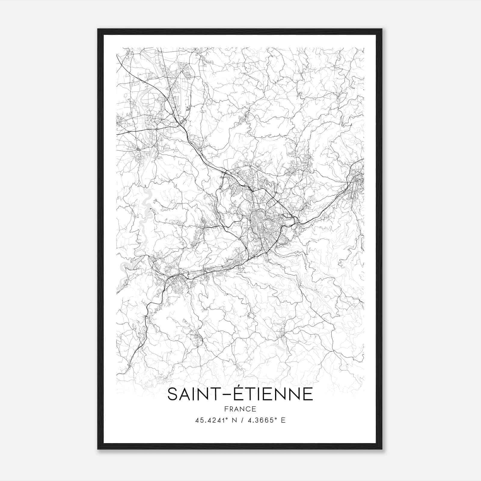 Saint-Etienne France Map Poster, Modern Home Decor Wall Art Print