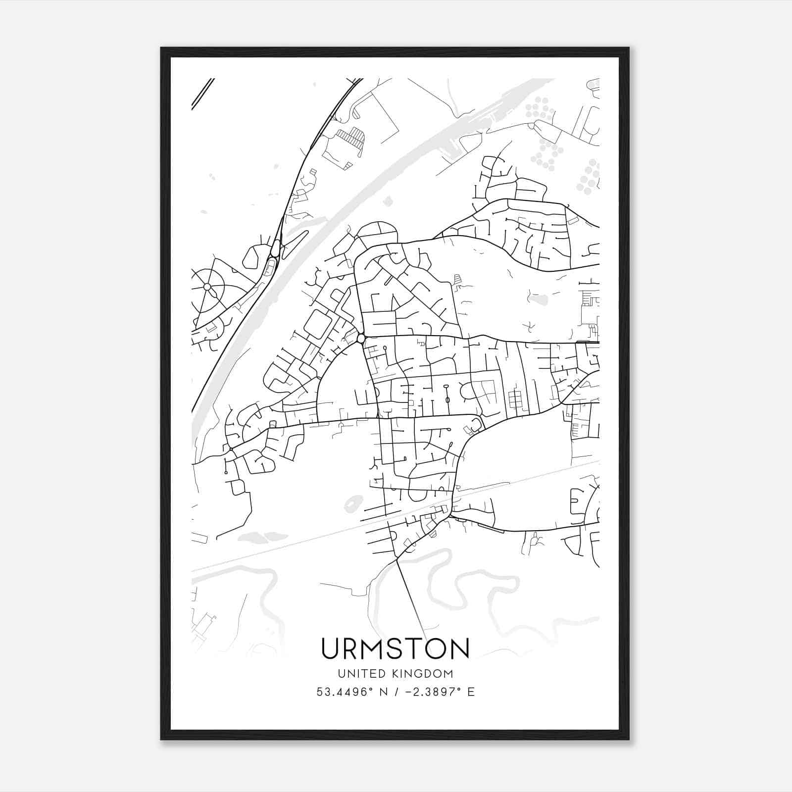 Flixton United Kingdom Map Poster, Modern Home Decor Wall Art Print