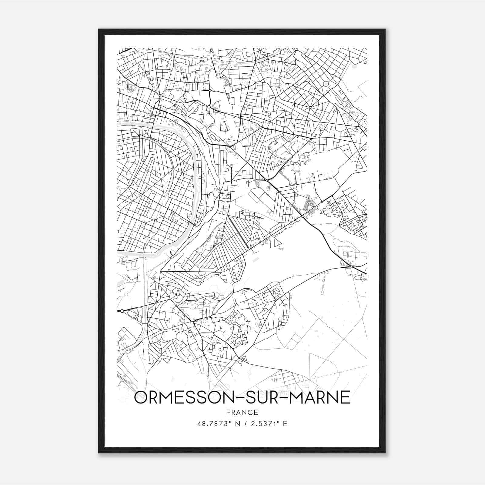 Ormesson-sur-Marne France Map Poster, Modern Home Decor Wall Art Print