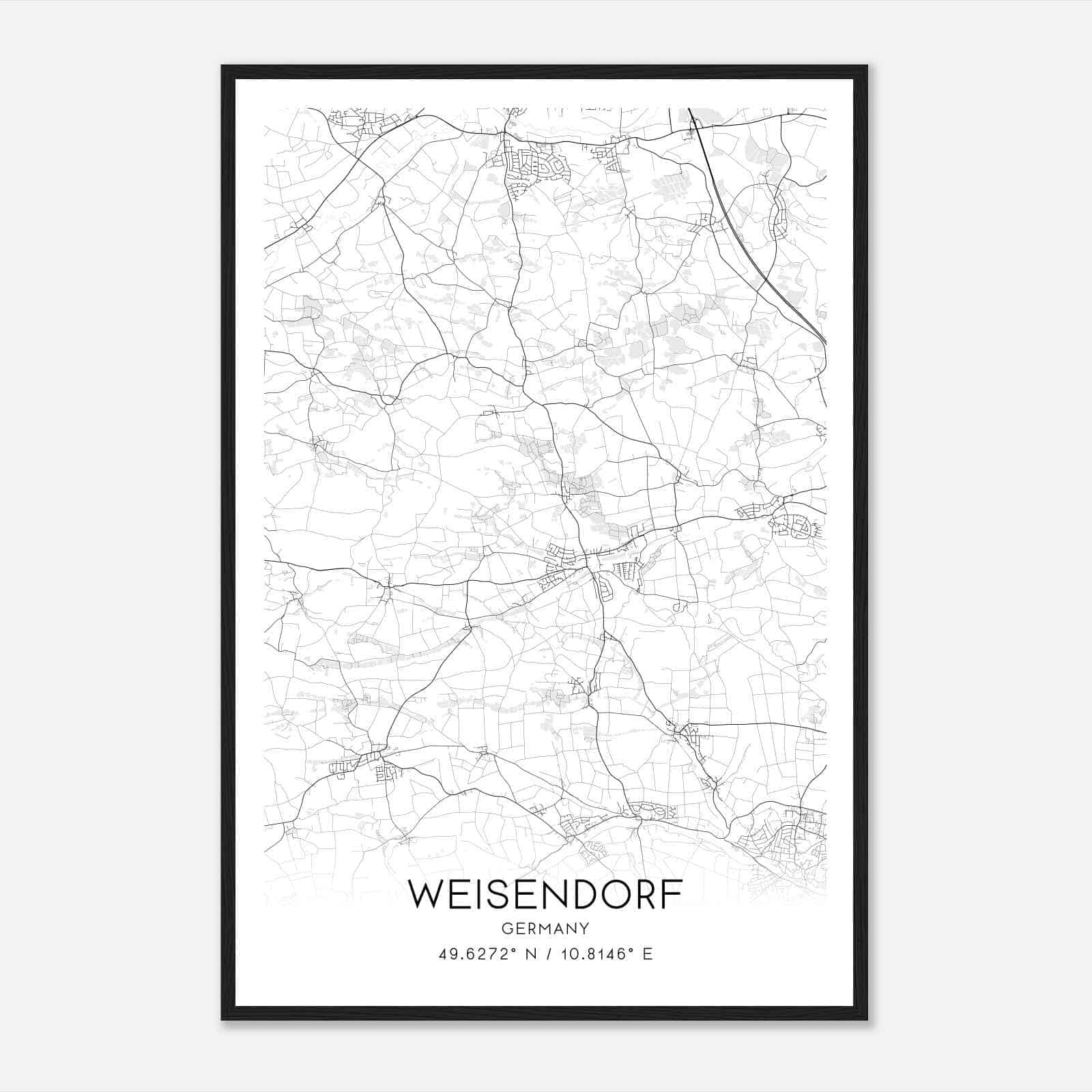 Weisendorf Germany Map Poster, Modern Home Decor Wall Art Print