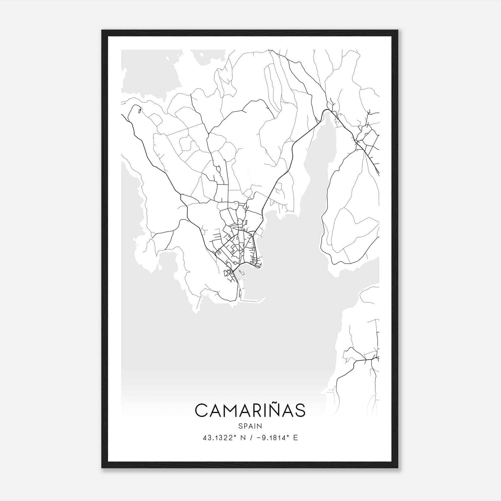 Camarinas Spain Map Poster, Modern Home Decor Wall Art Print