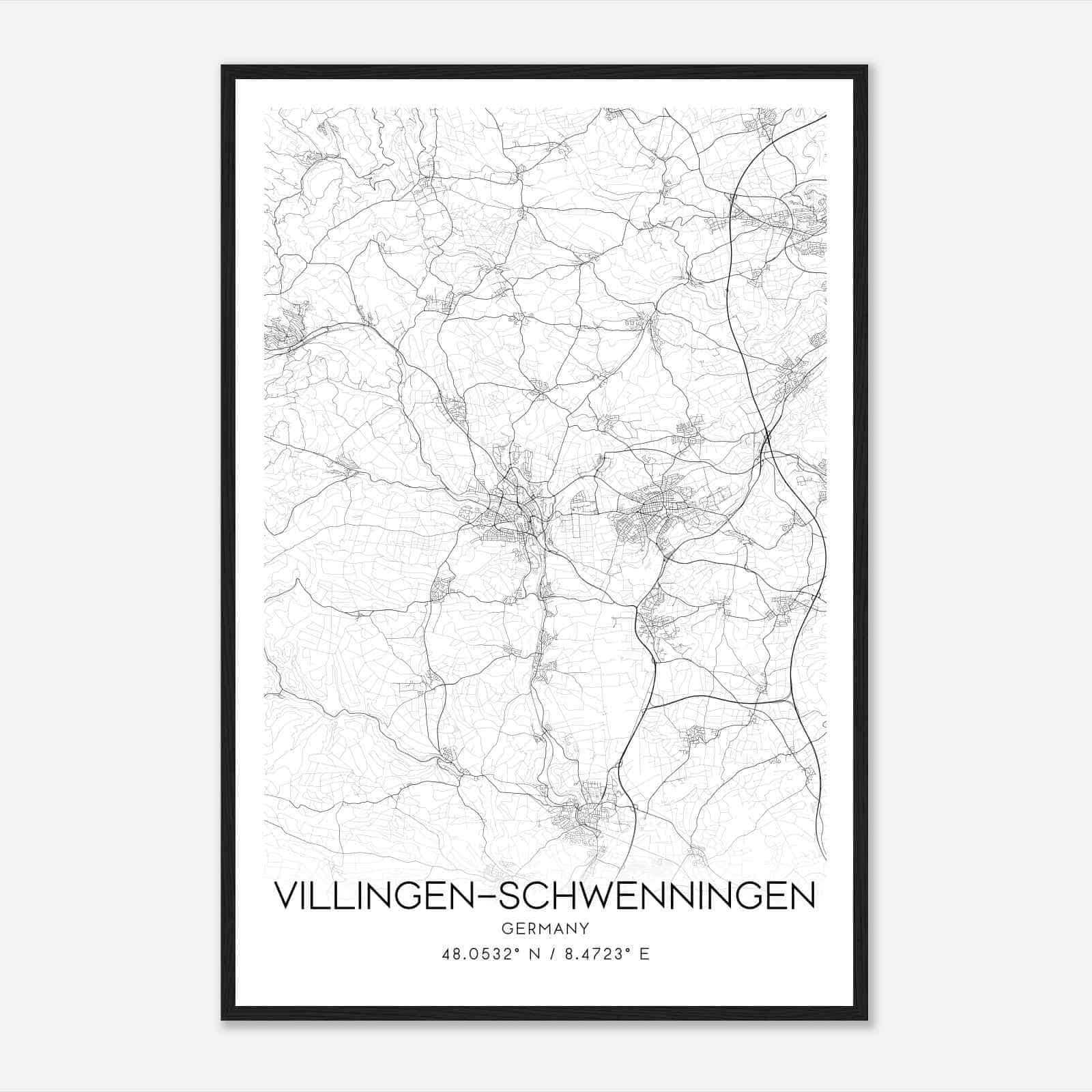 Villingen-Schwenningen Germany Map Poster, Modern Home Decor Wall Art Print Villingen-Schwenningen Germany Map Poster, Modern Home Decor Wall Art Print
