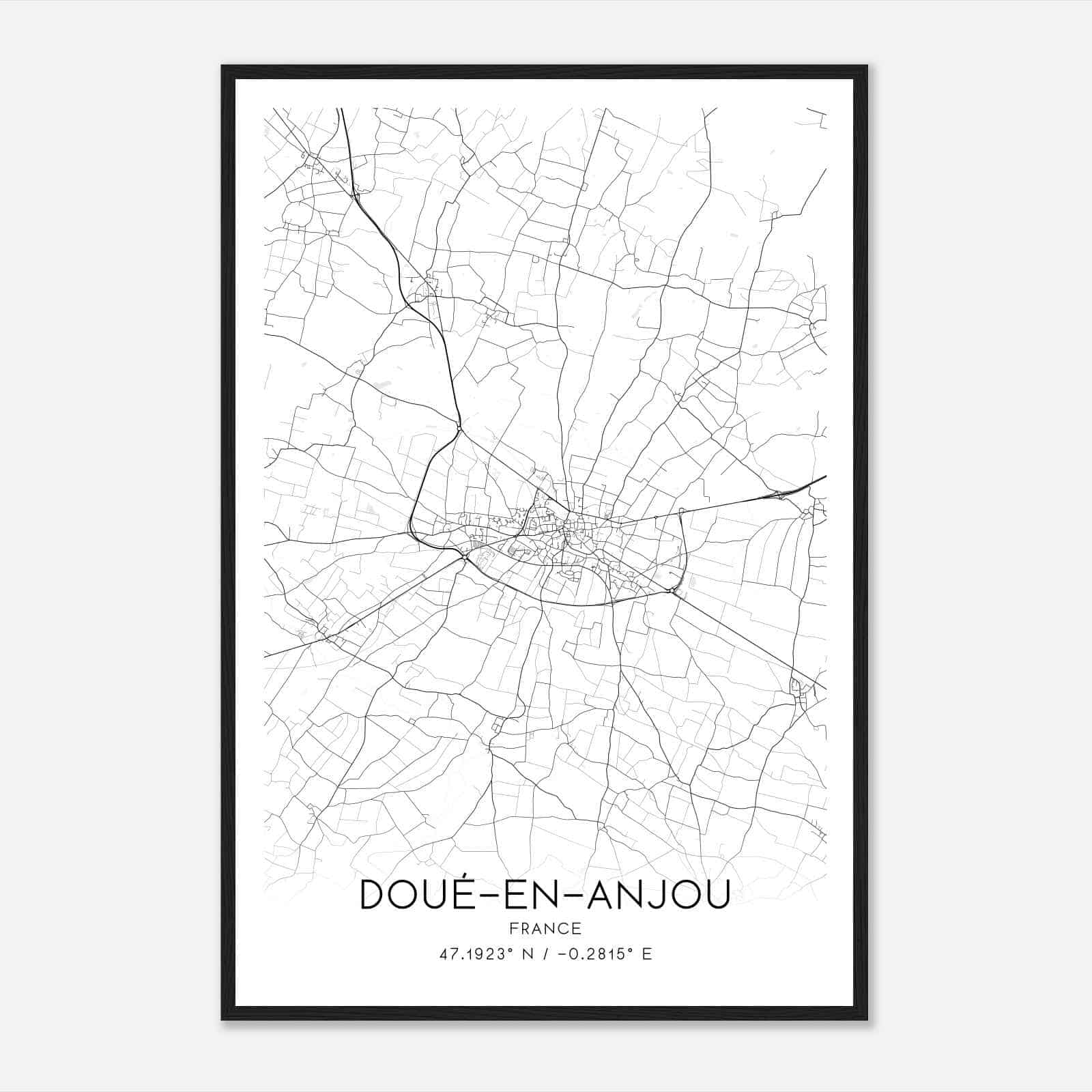 Doue-la-Fontaine France Map Poster, Modern Home Decor Wall Art Print