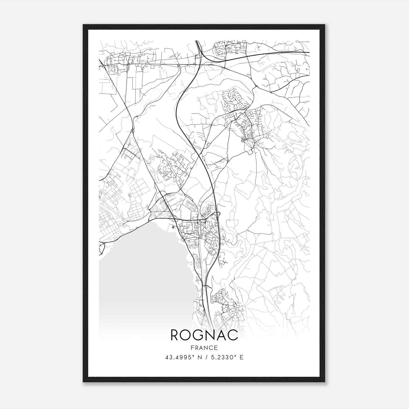 Rognac France Map Poster, Modern Home Decor Wall Art Print