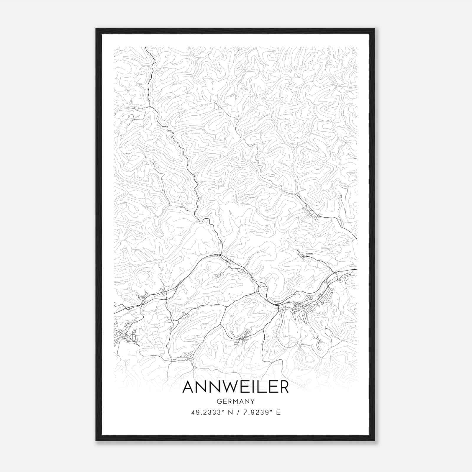 Annweiler am Trifels Germany Map Poster, Modern Home Decor Wall Art Print
