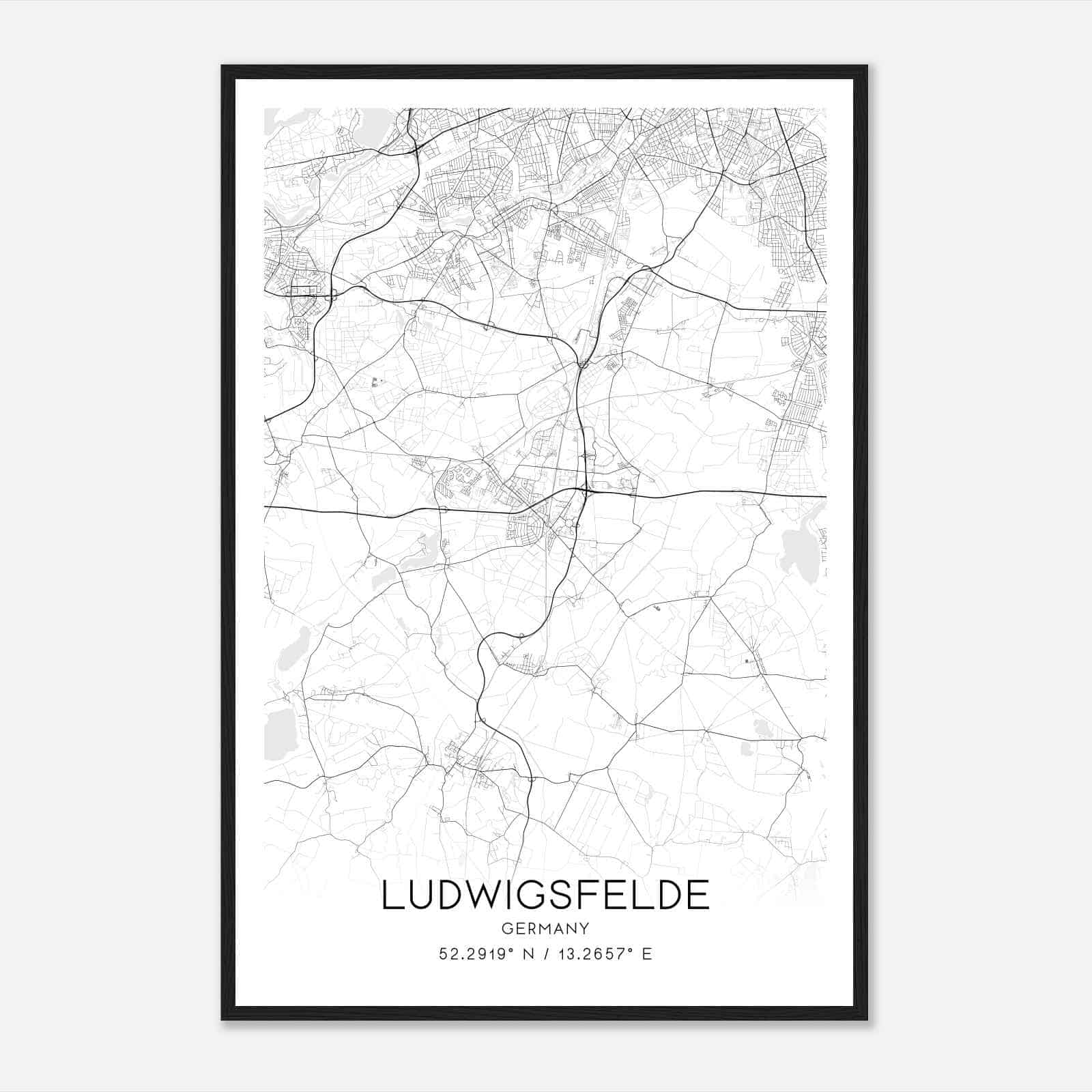 Ludwigsfelde Germany Map Poster, Modern Home Decor Wall Art Print Ludwigsfelde Germany Map Poster, Modern Home Decor Wall Art Print