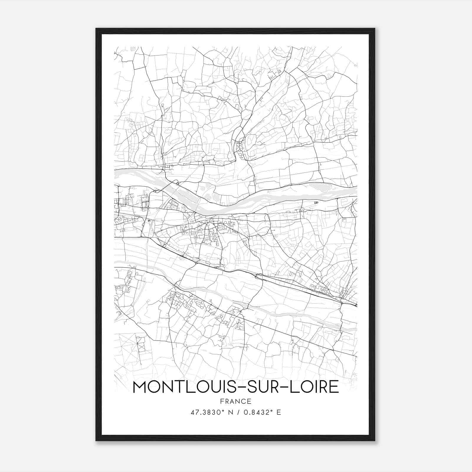 Montlouis-sur-Loire France Map Poster, Modern Home Decor Wall Art Print