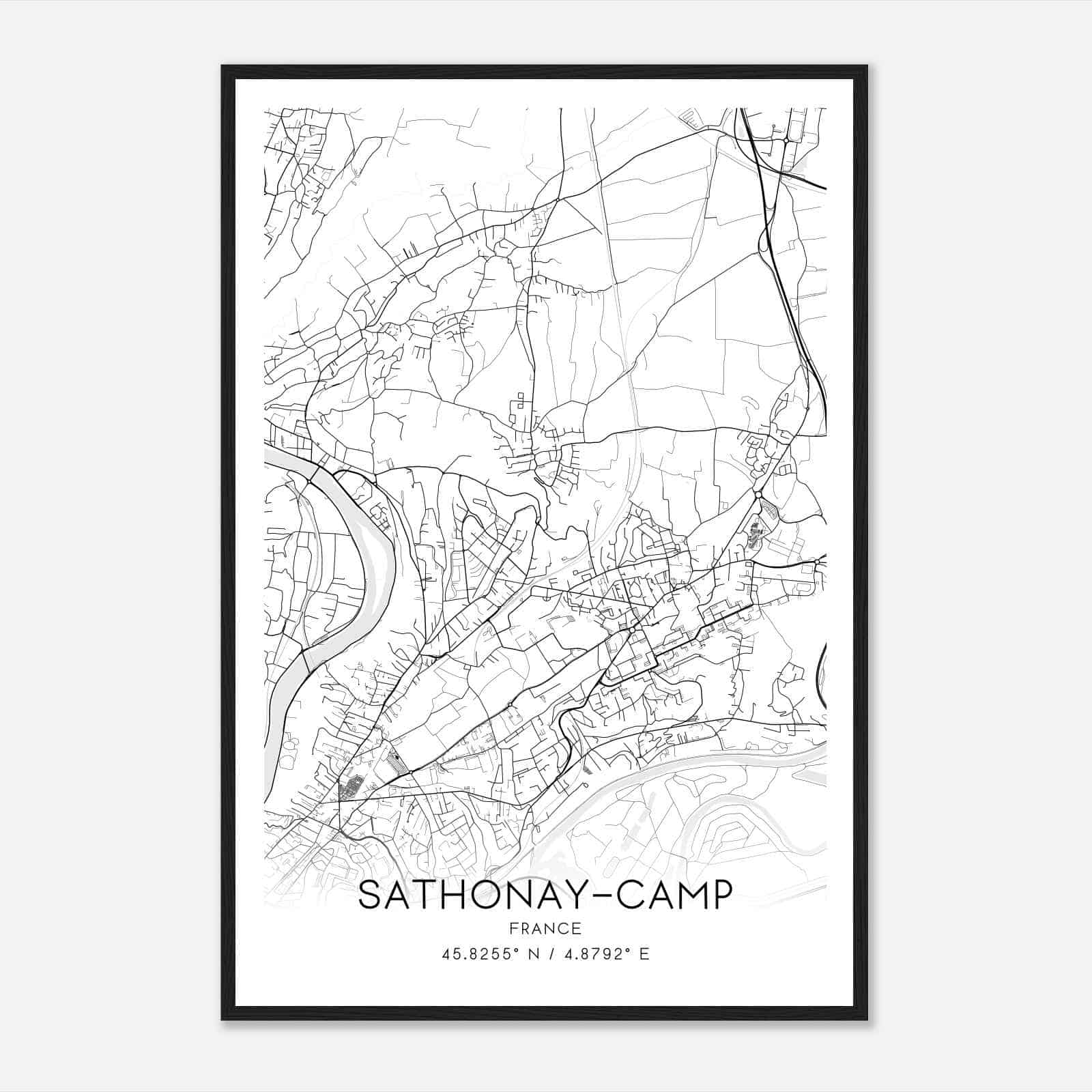 Sathonay-Camp France Map Poster, Modern Home Decor Wall Art Print