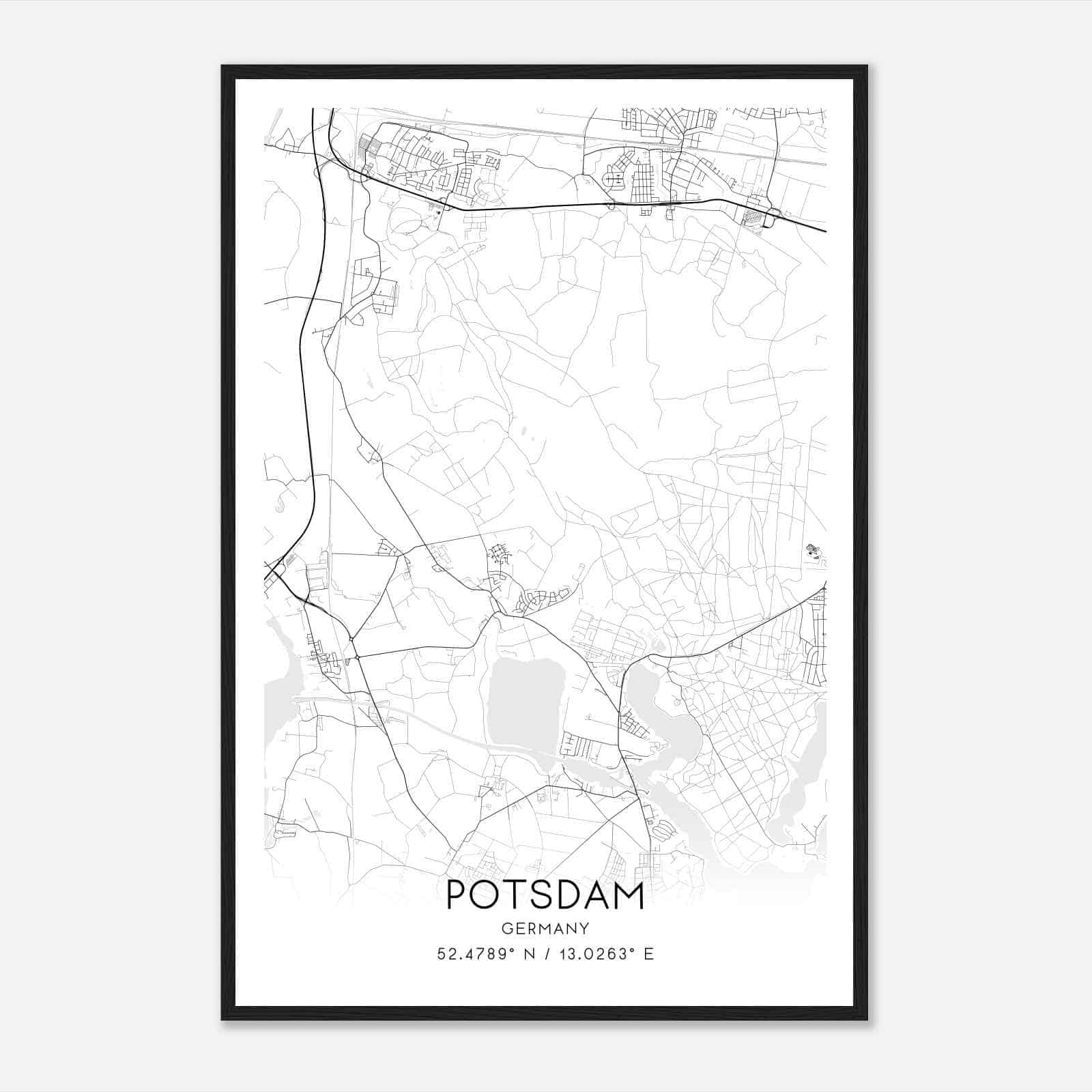 Fahrland Germany Map Poster, Modern Home Decor Wall Art Print