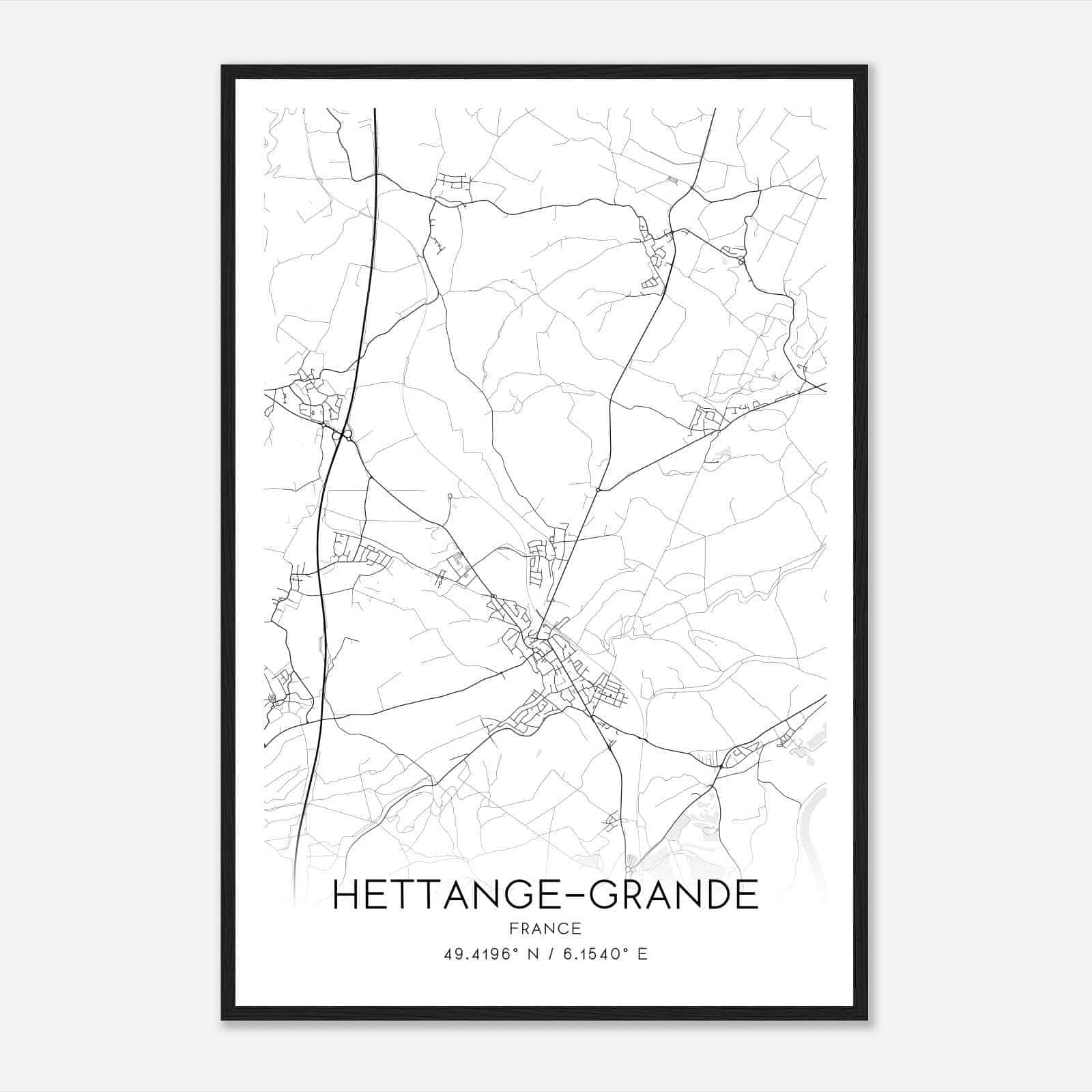 Hettange-Grande France Map Poster, Modern Home Decor Wall Art Print