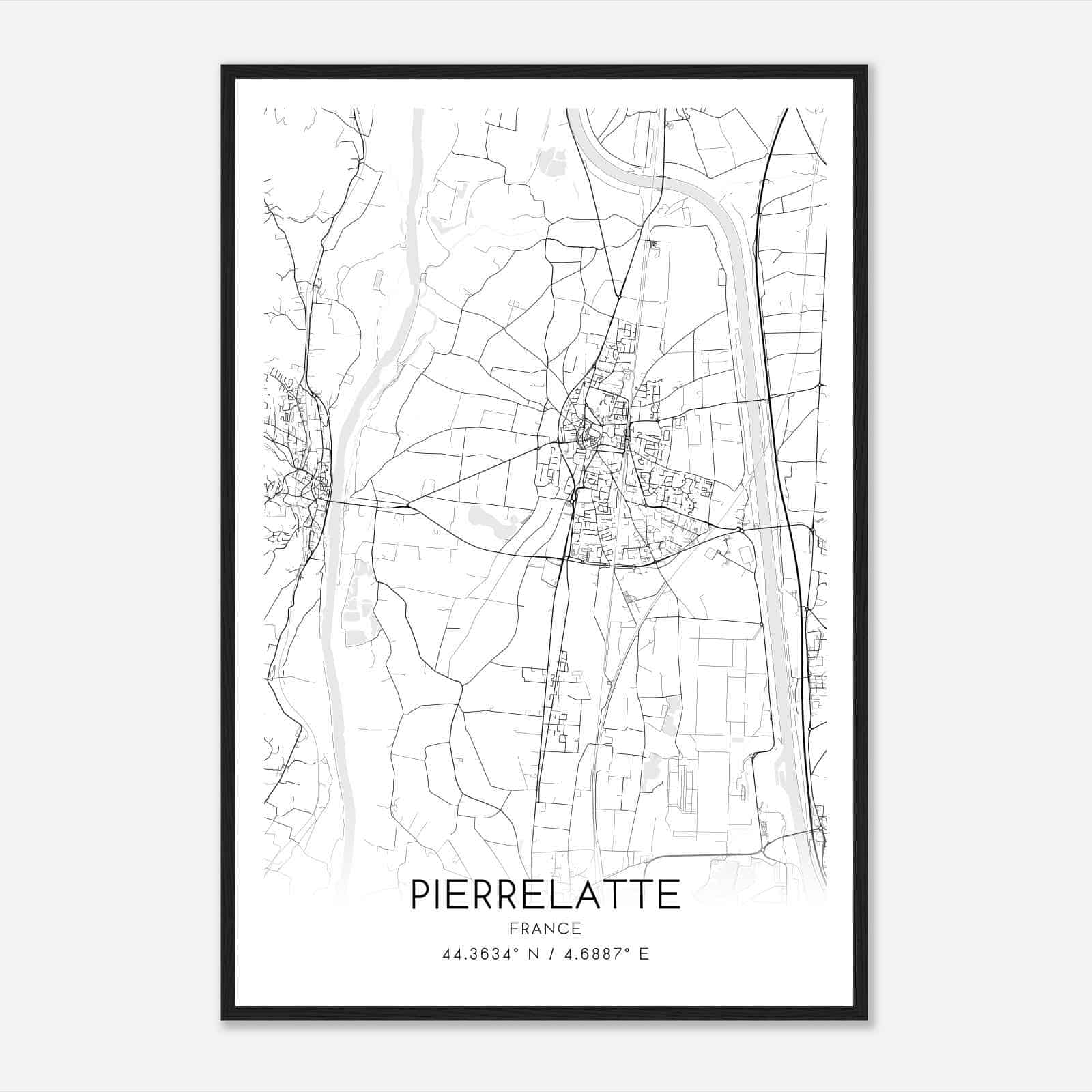 Pierrelatte France Map Poster, Modern Home Decor Wall Art Print