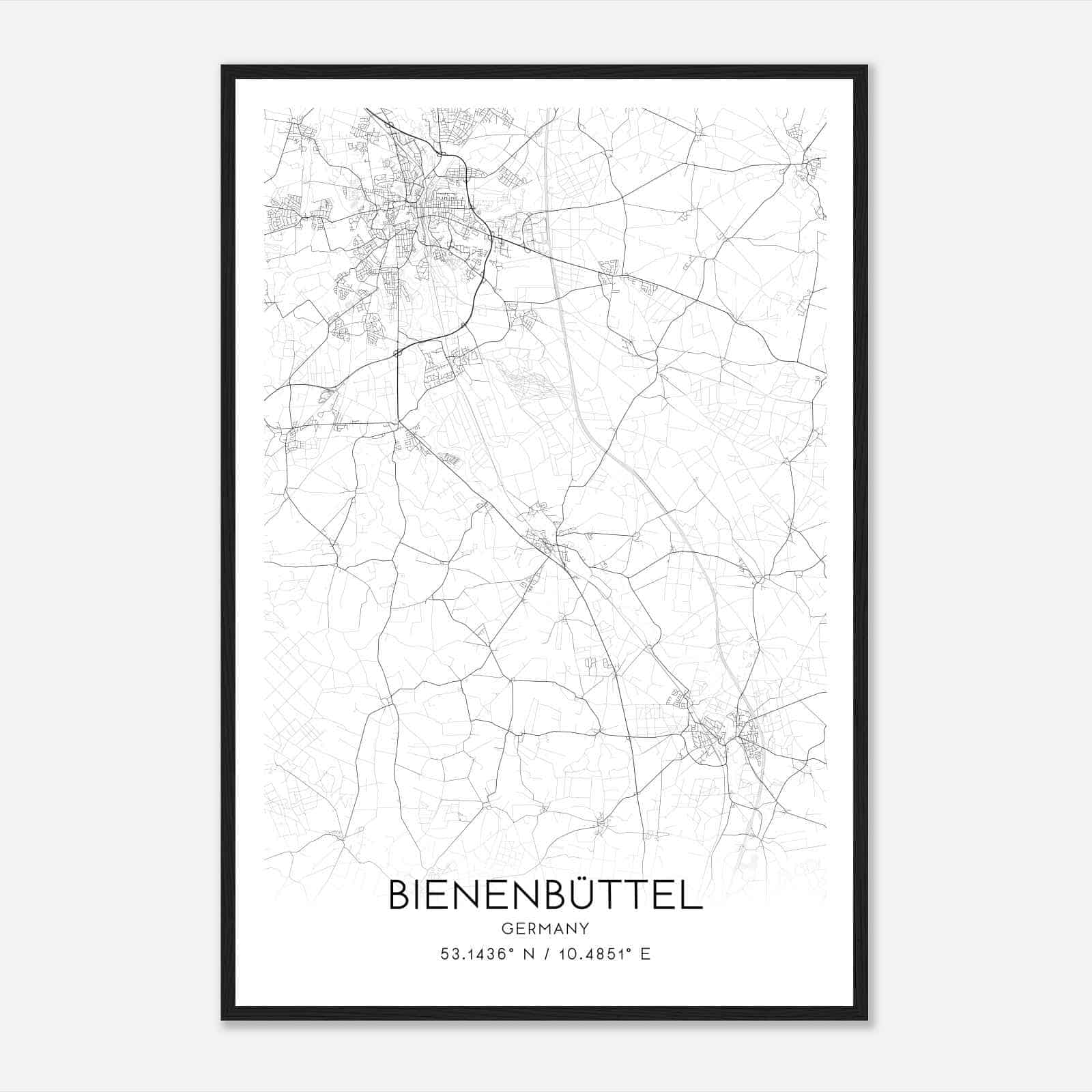 Bienenbuttel Germany Map Poster, Modern Home Decor Wall Art Print