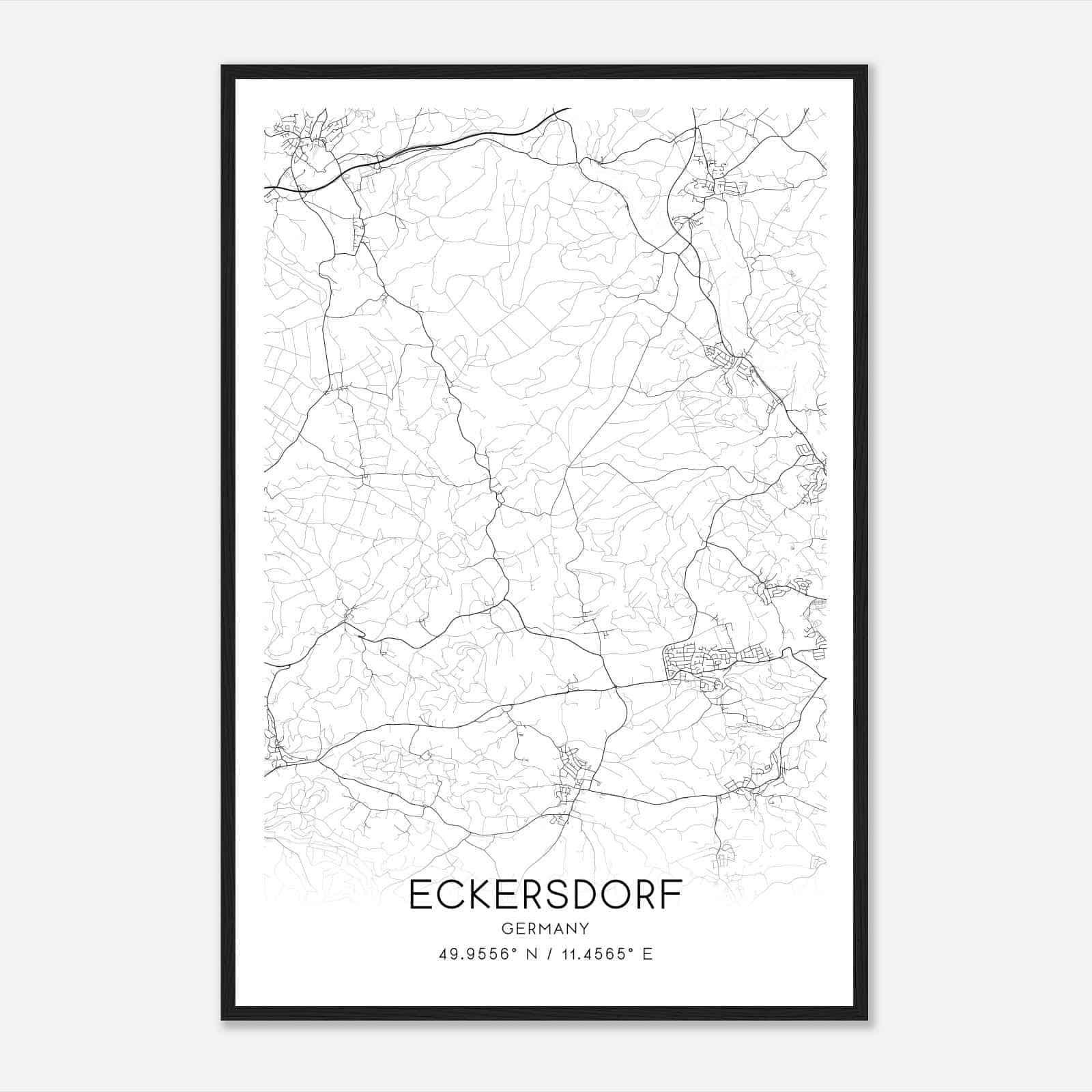 Eckersdorf Germany Map Poster, Modern Home Decor Wall Art Print