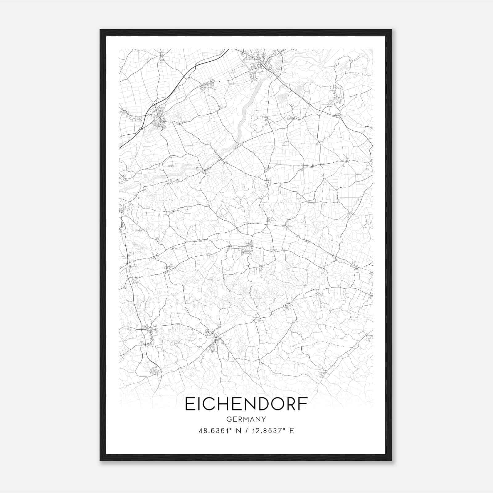 Eichendorf Germany Map Poster, Modern Home Decor Wall Art Print