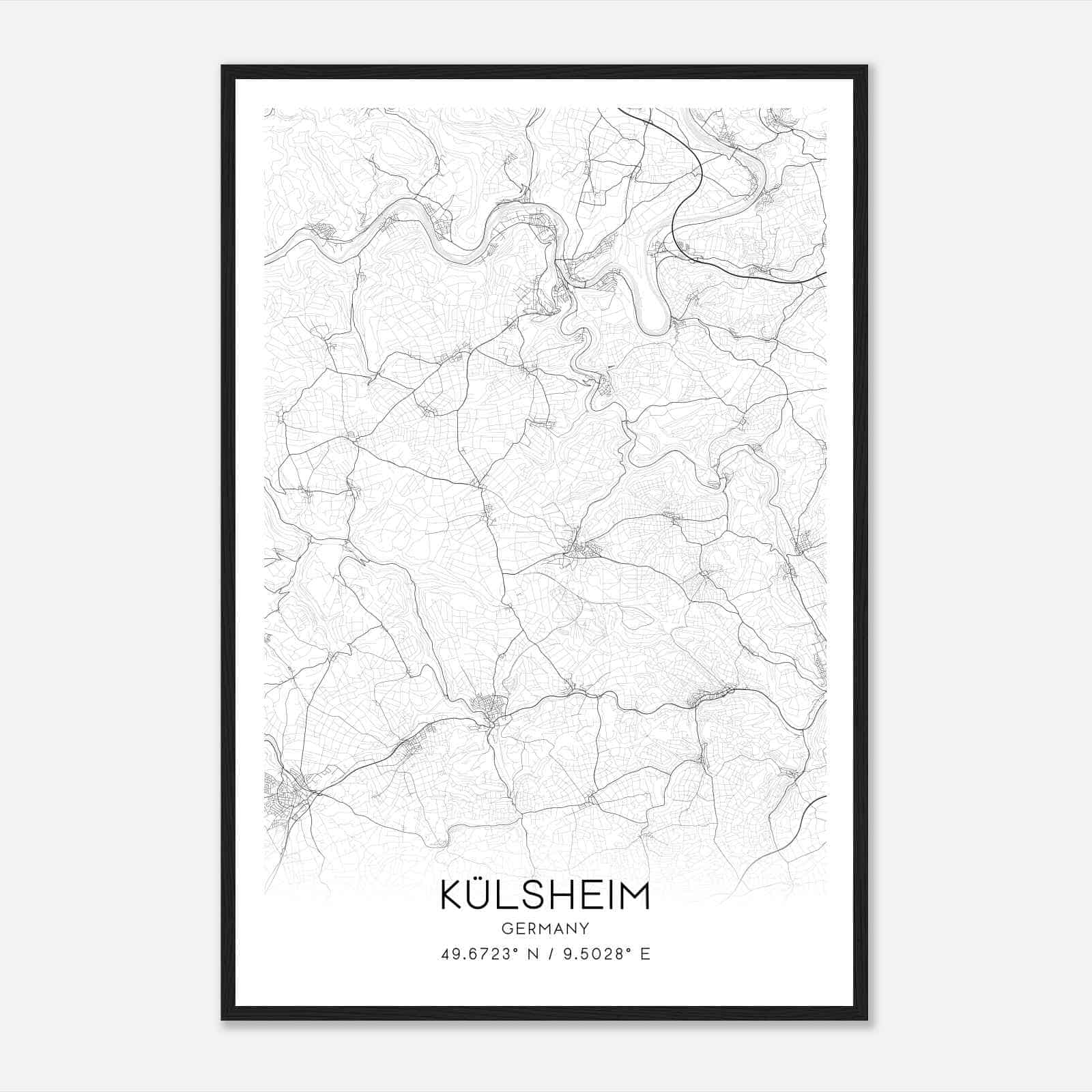 Kulsheim Germany Map Poster, Modern Home Decor Wall Art Print