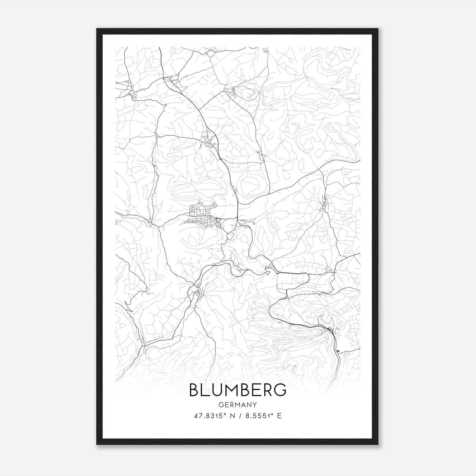 Blumberg Germany Map Poster, Modern Home Decor Wall Art Print