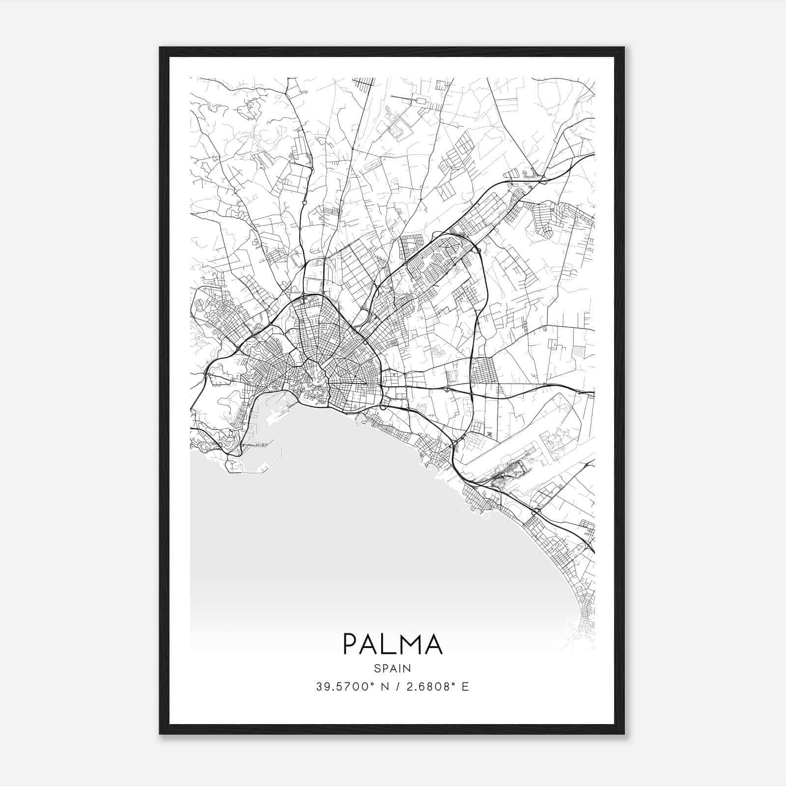 Palma Spain Map Poster, Modern Home Decor Wall Art Print