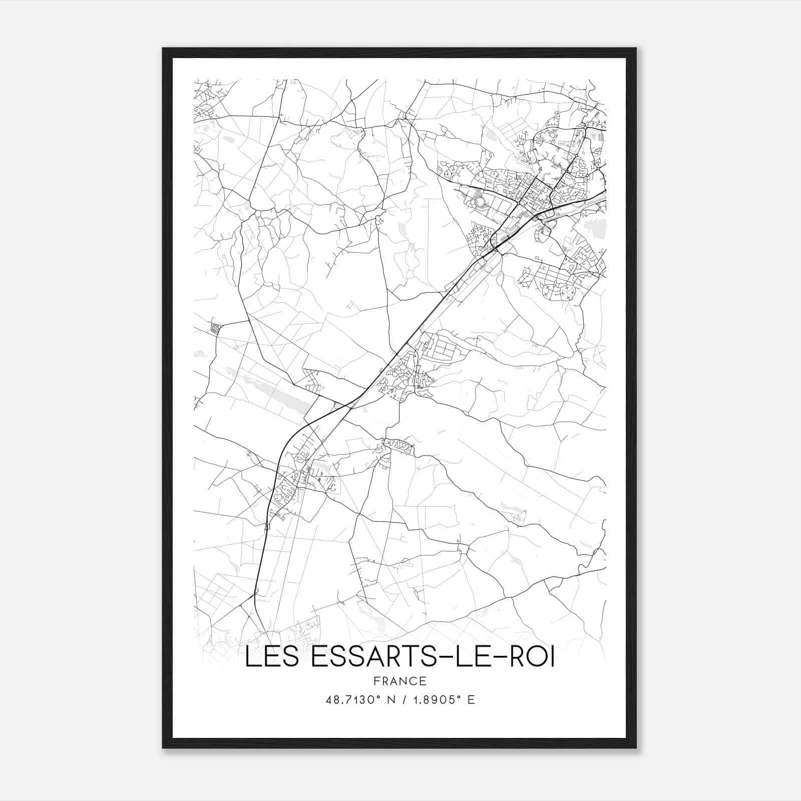 Les Essarts-le-Roi France Map Poster, Modern Home Decor Wall Art Print