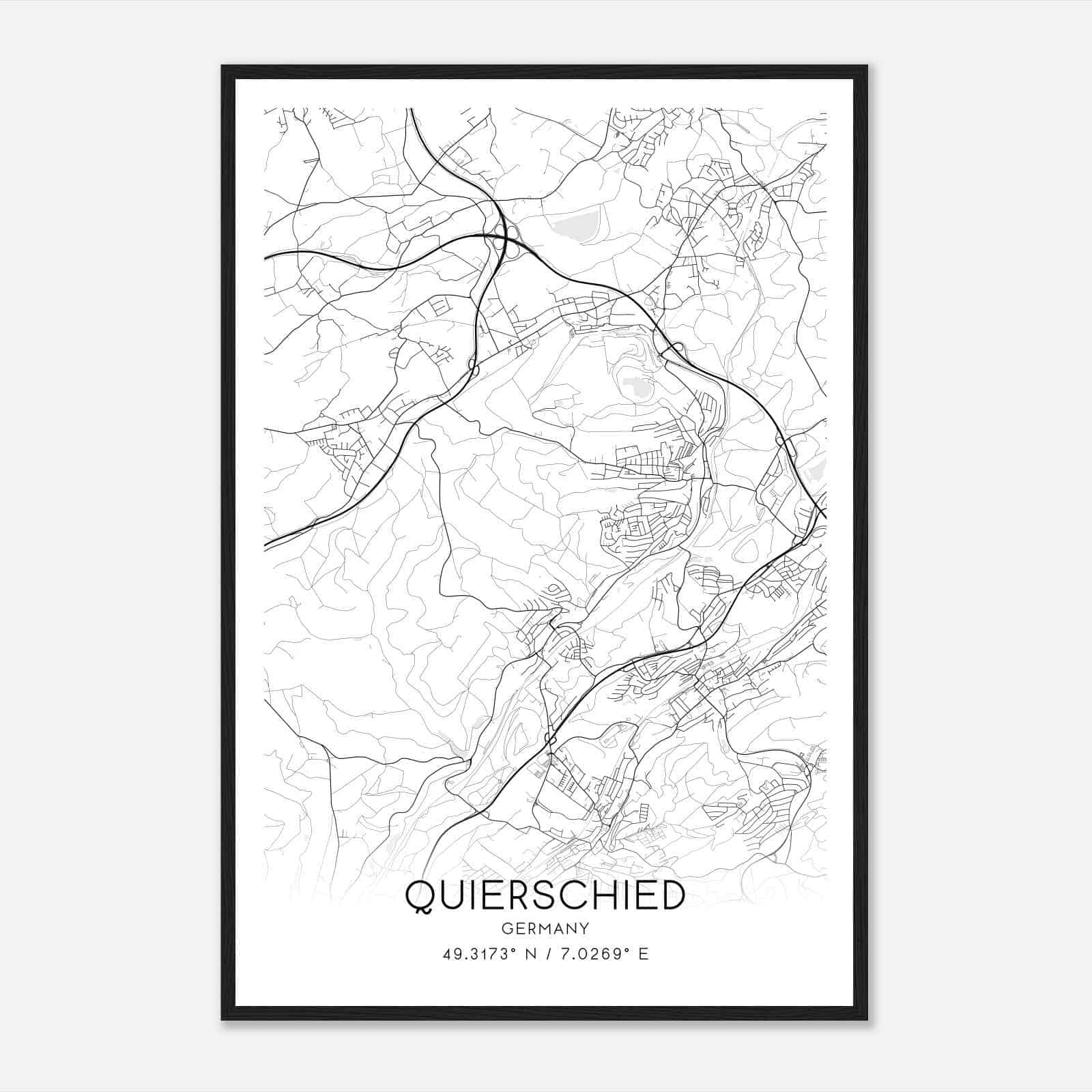 Quierschied Germany Map Poster, Modern Home Decor Wall Art Print