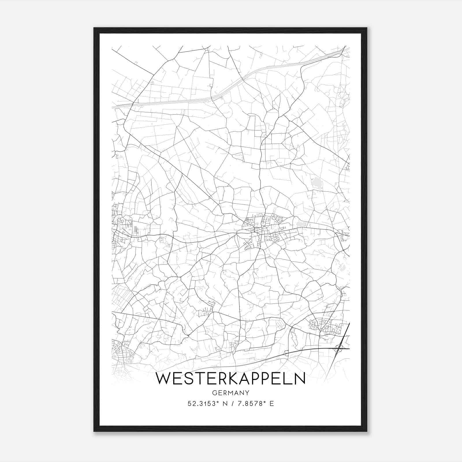 Westerkappeln Germany Map Poster, Modern Home Decor Wall Art Print