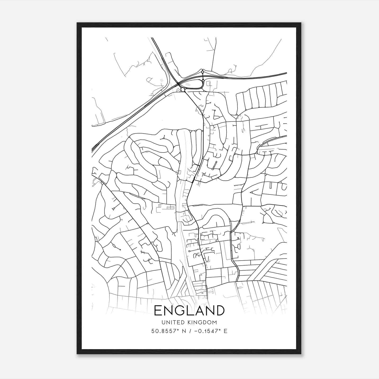 Patcham United Kingdom Map Poster, Modern Home Decor Wall Art Print