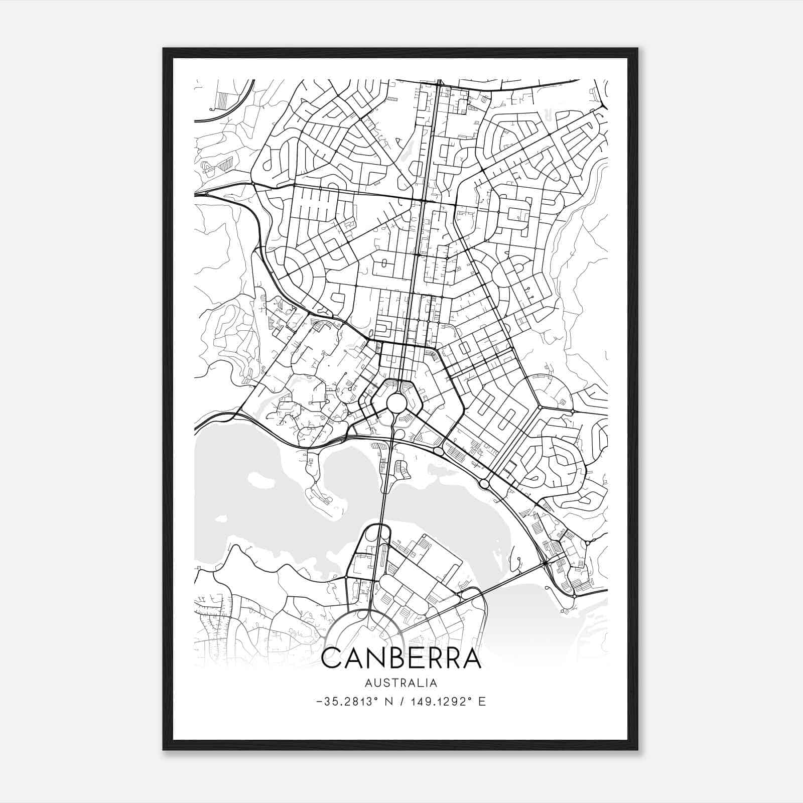Canberra Australia Map Poster, Modern Home Decor Wall Art Print