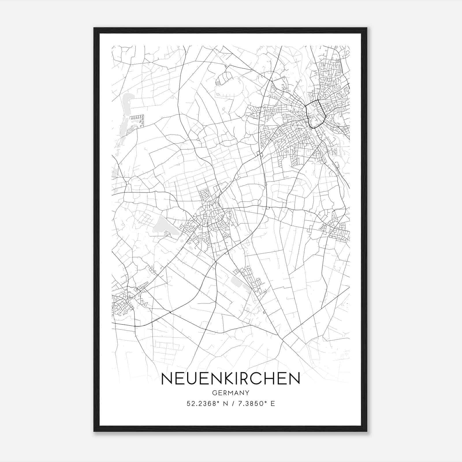Neuenkirchen Germany Map Poster, Modern Home Decor Wall Art Print