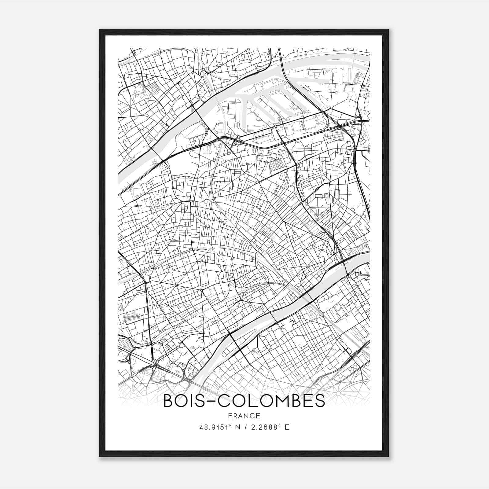 Bois-Colombes France Map Poster, Modern Home Decor Wall Art Print Bois-Colombes France Map Poster, Modern Home Decor Wall Art Print