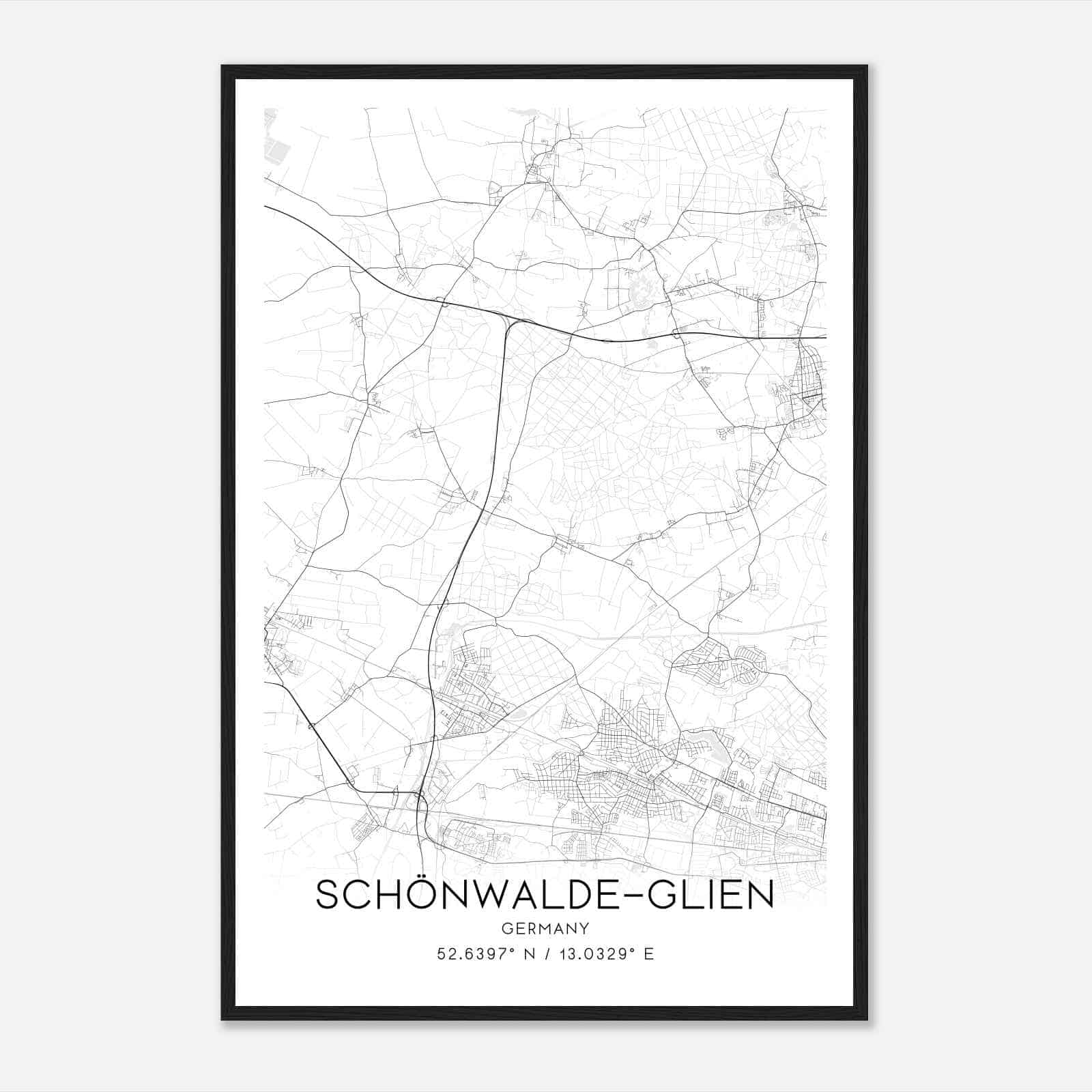 Schonwalde-Siedlung Germany Map Poster, Modern Home Decor Wall Art Print