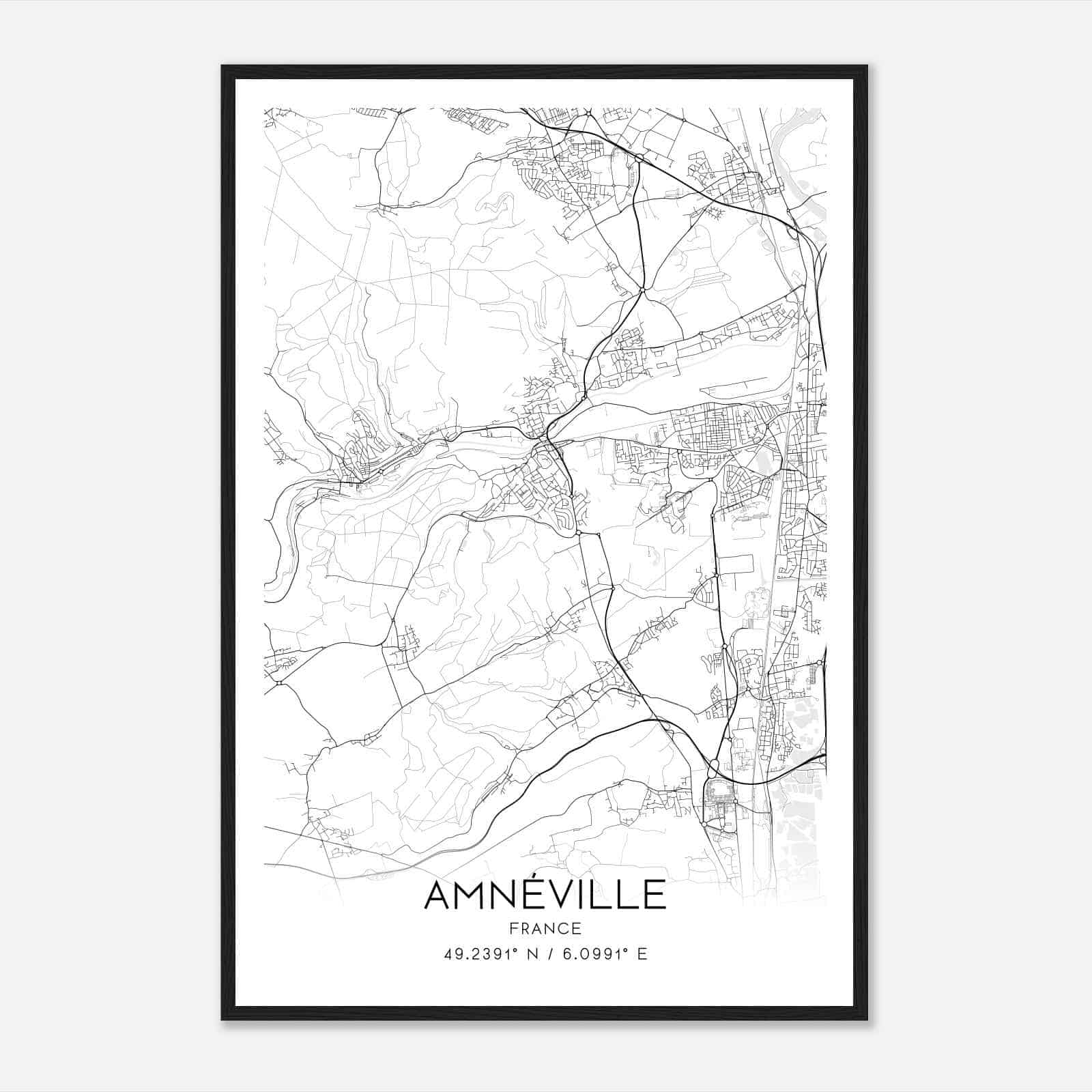 Amneville France Map Poster, Modern Home Decor Wall Art Print