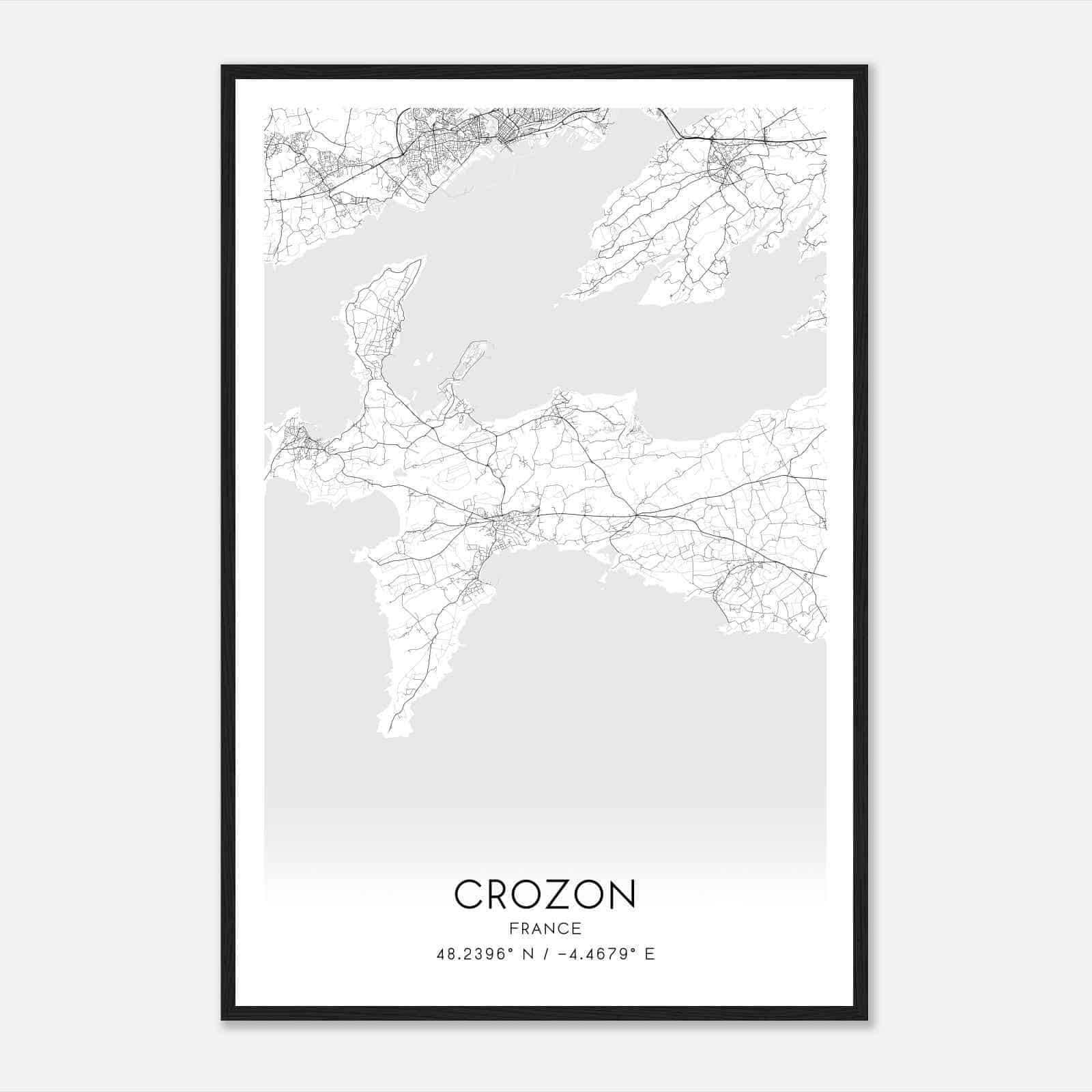 Crozon France Map Poster, Modern Home Decor Wall Art Print