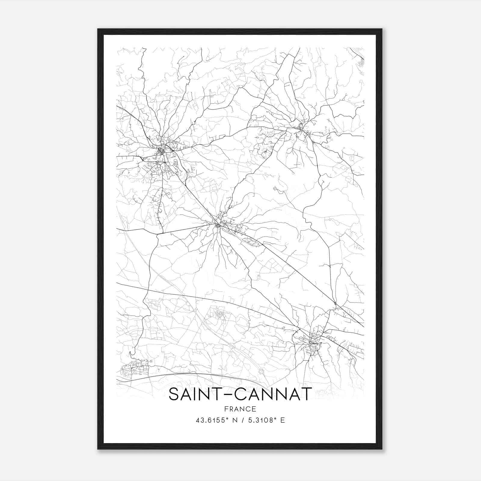 Saint-Cannat France Map Poster, Modern Home Decor Wall Art Print